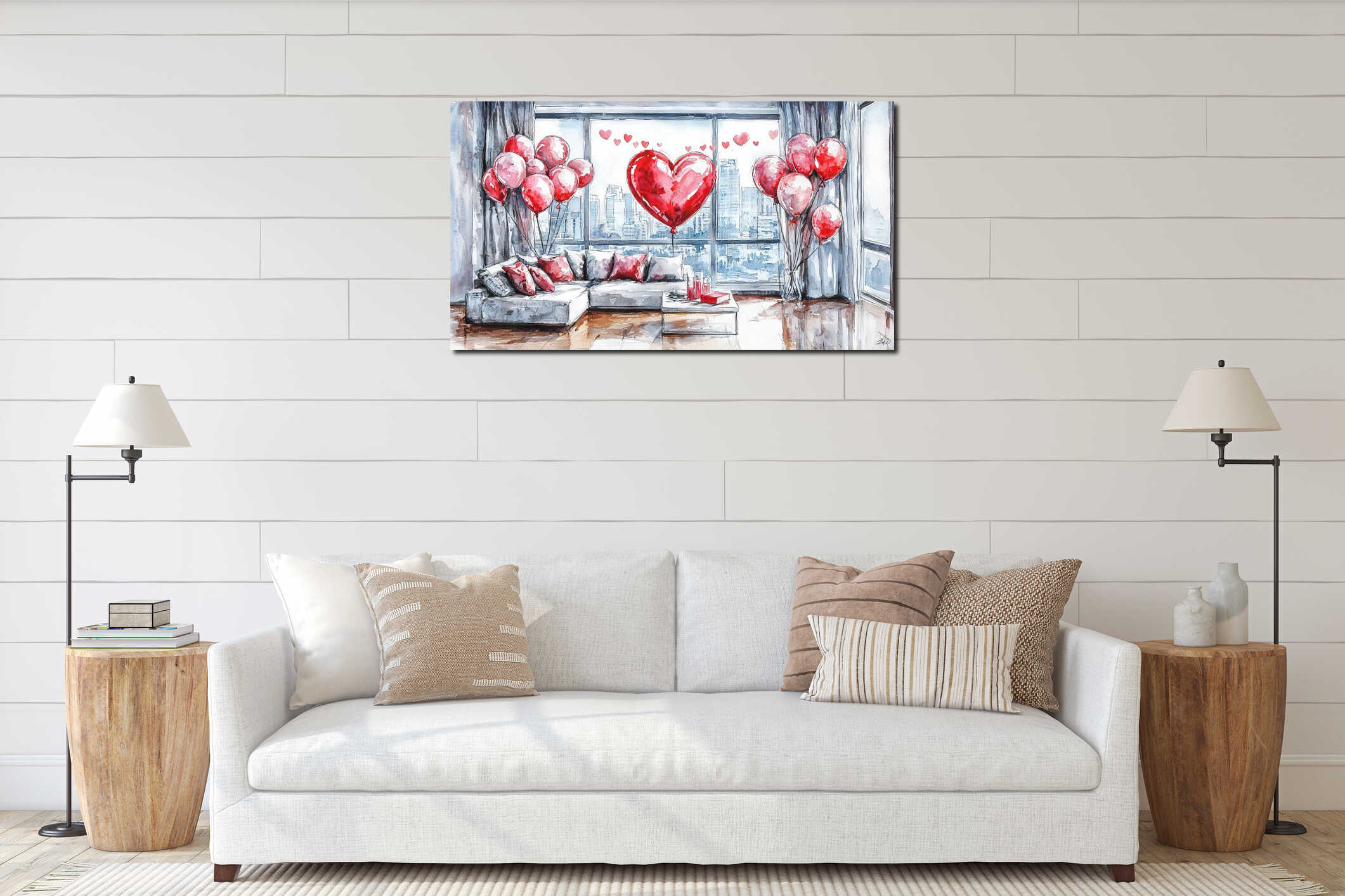 Canvas hanging interior mockup