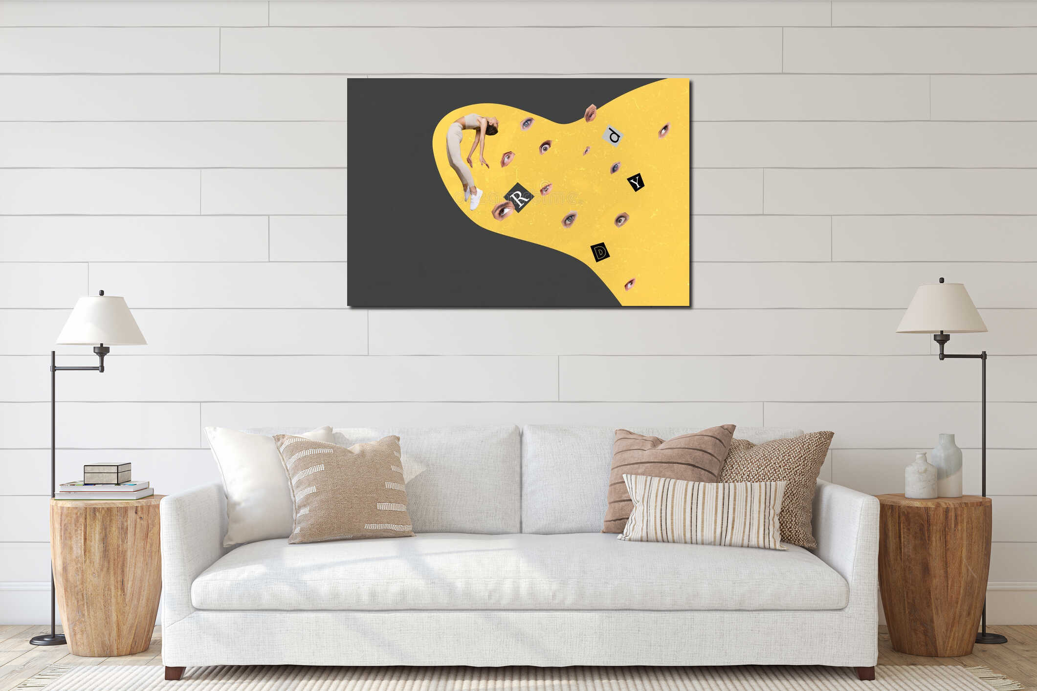 Canvas hanging interior mockup