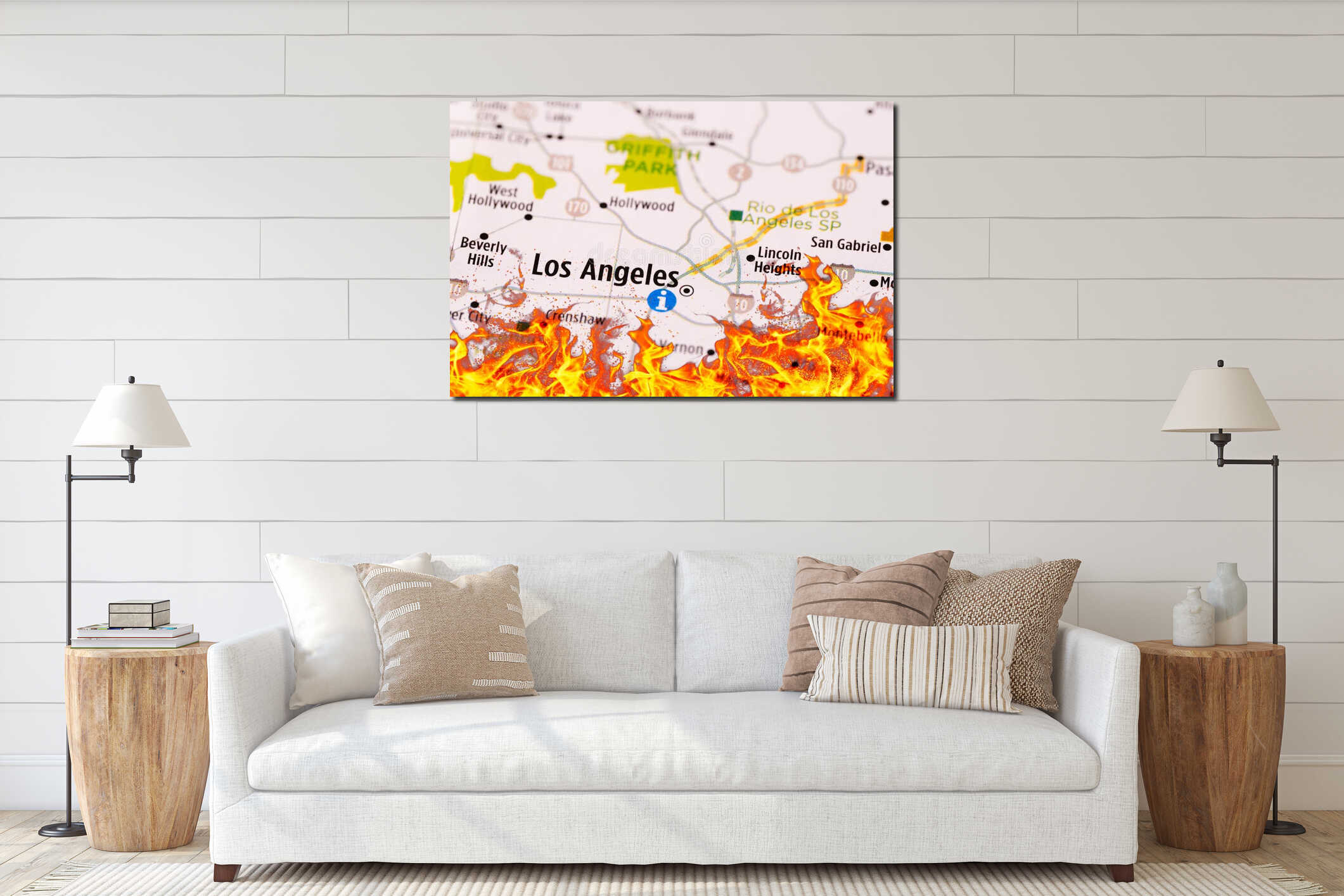 Canvas hanging interior mockup