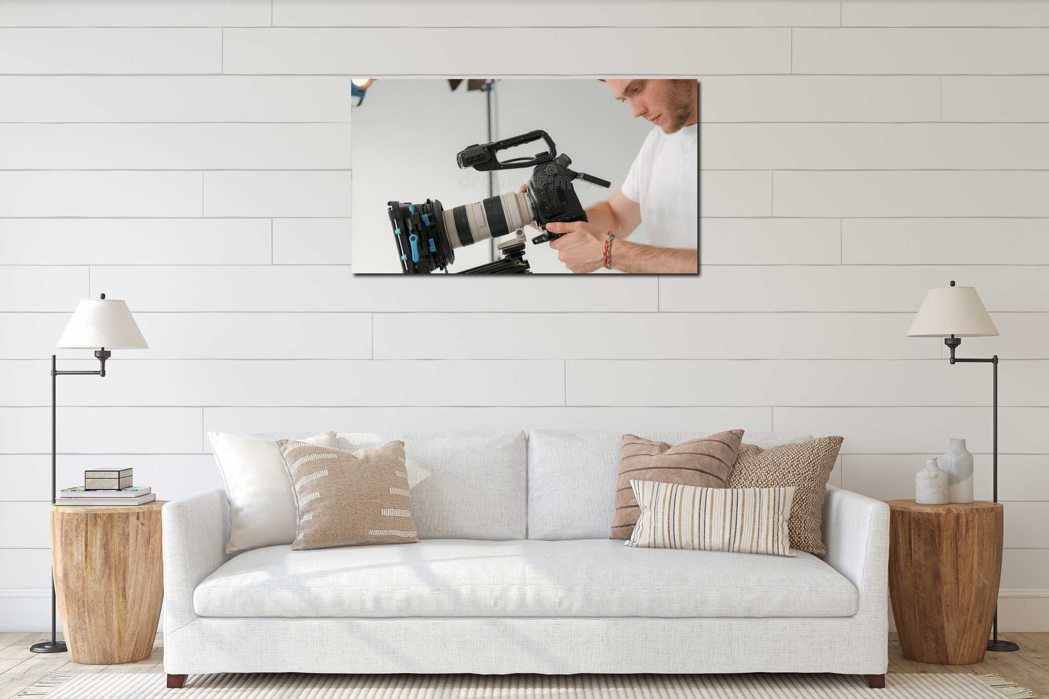 Canvas hanging interior mockup
