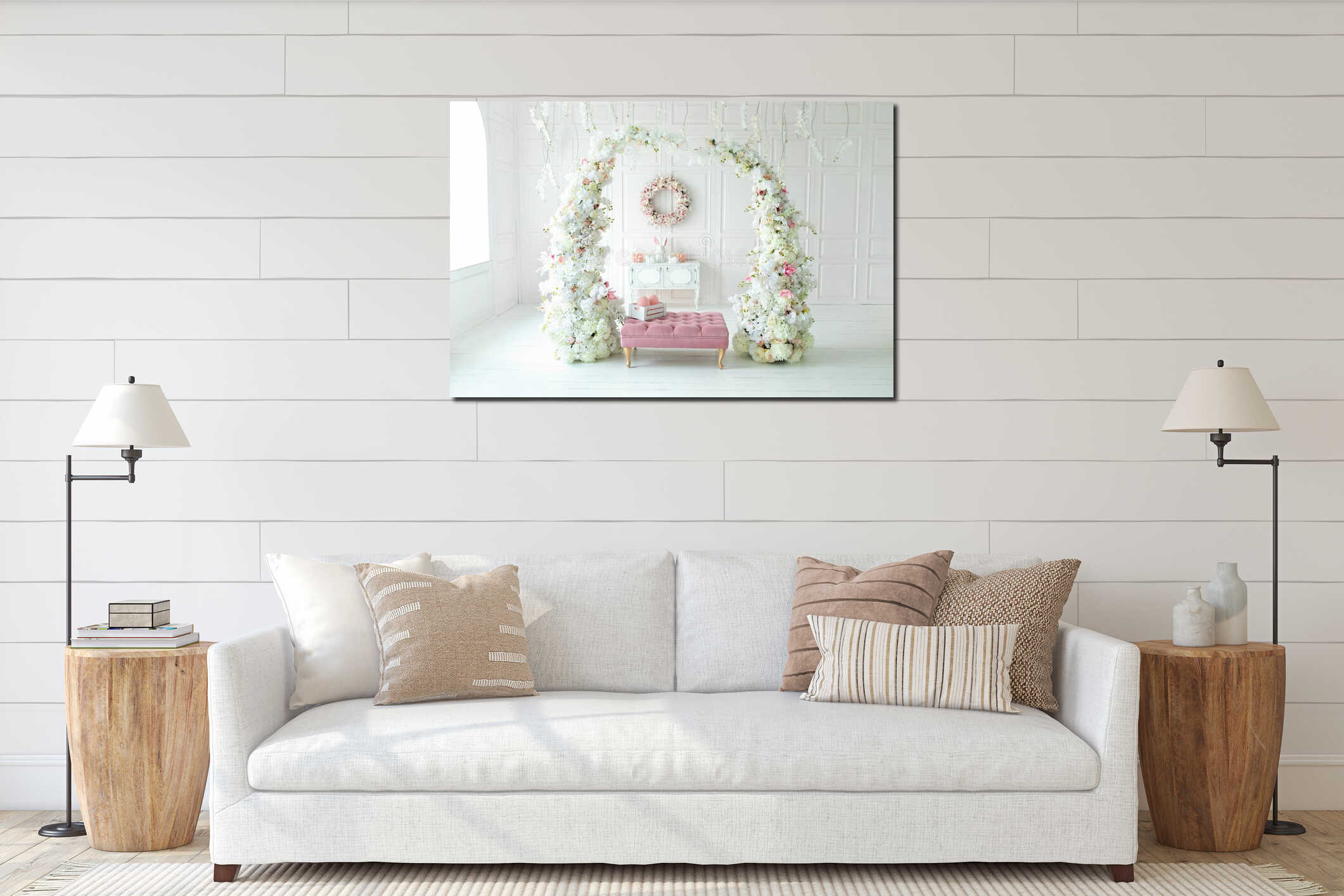 Canvas hanging interior mockup
