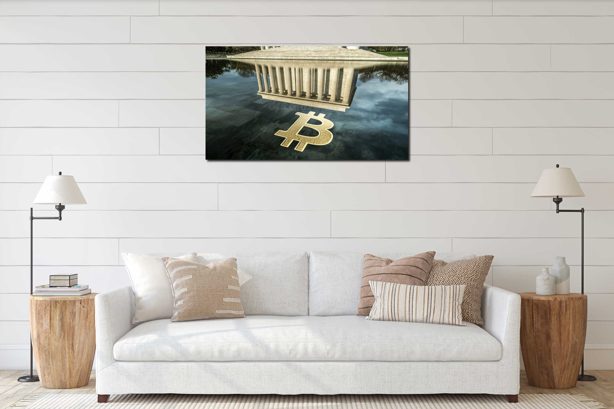 Canvas hanging interior mockup