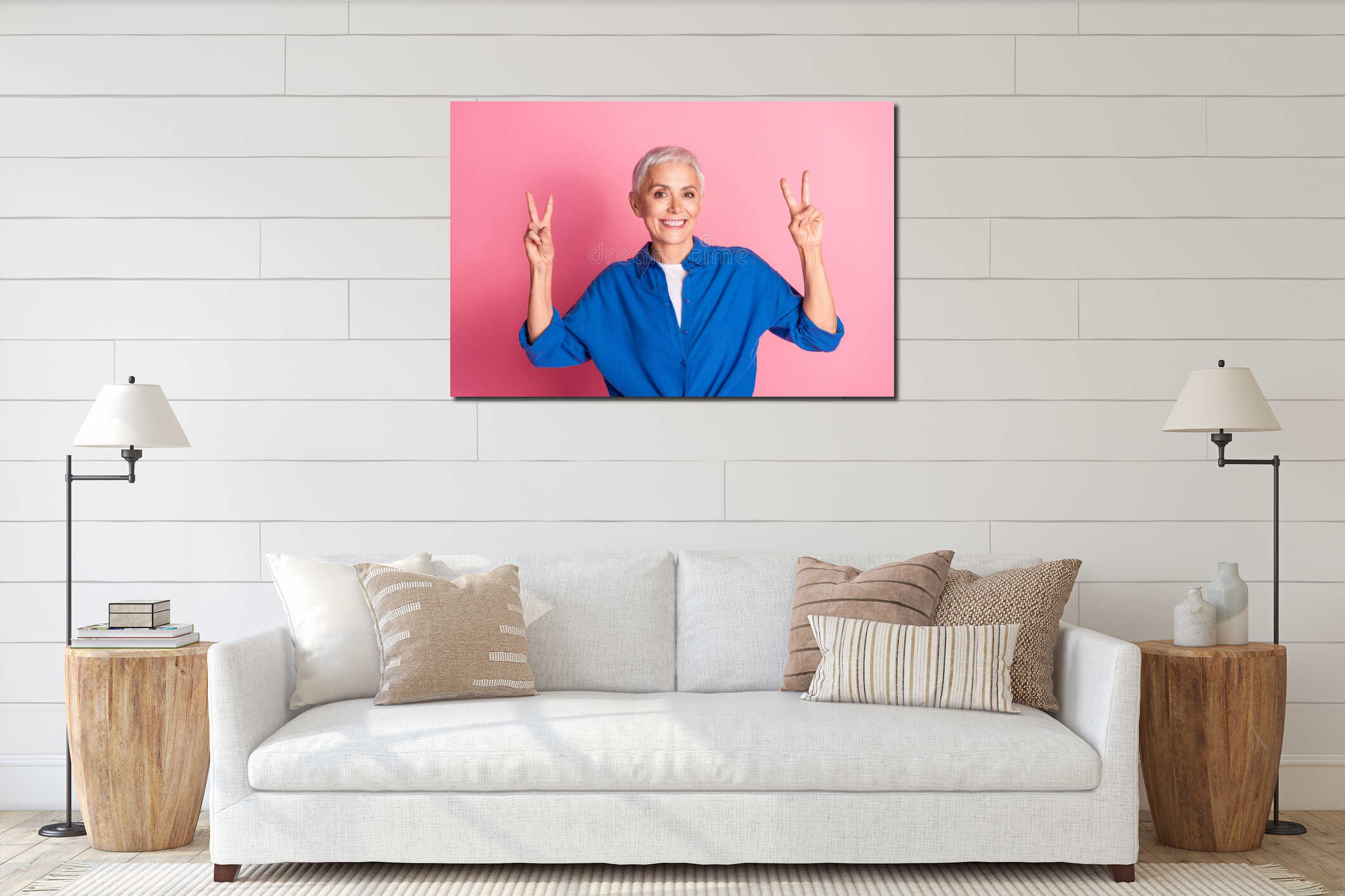 Canvas hanging interior mockup