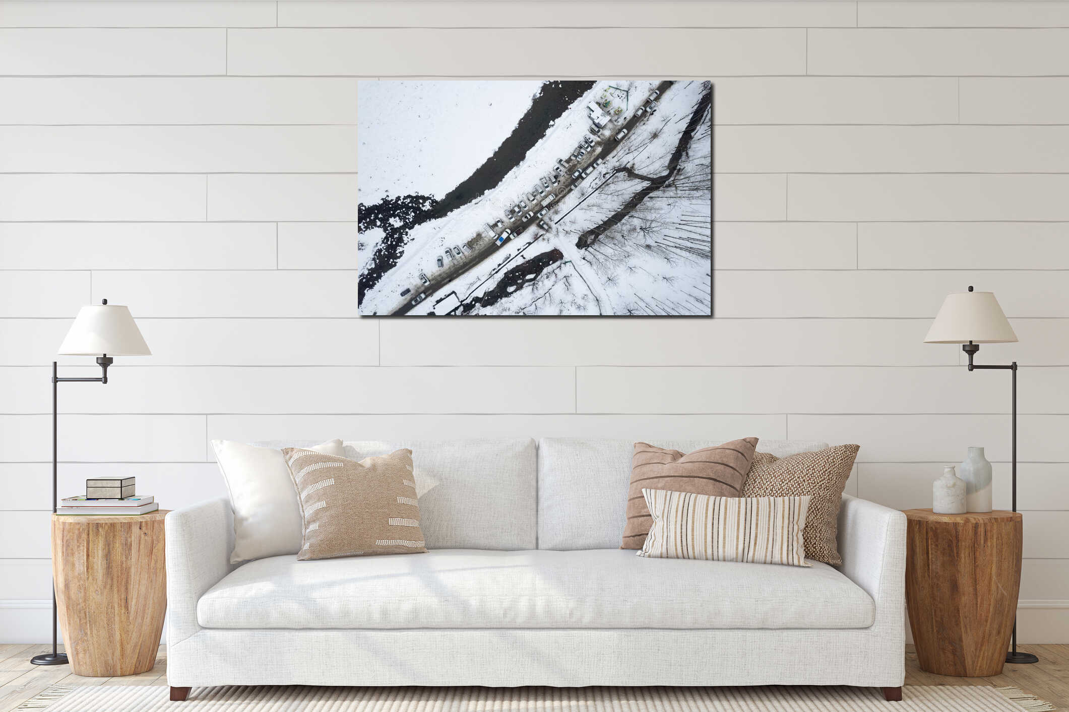 Canvas hanging interior mockup