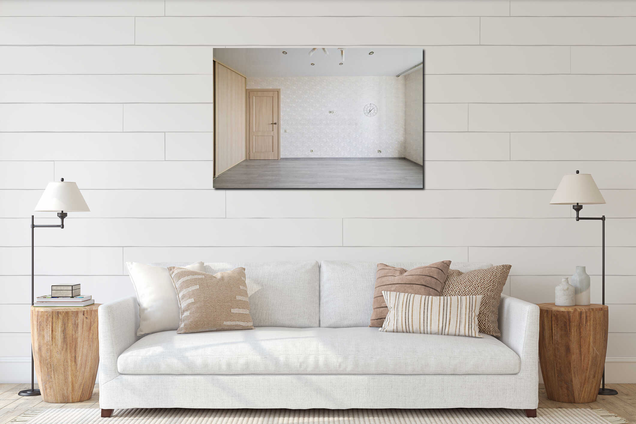 Canvas hanging interior mockup