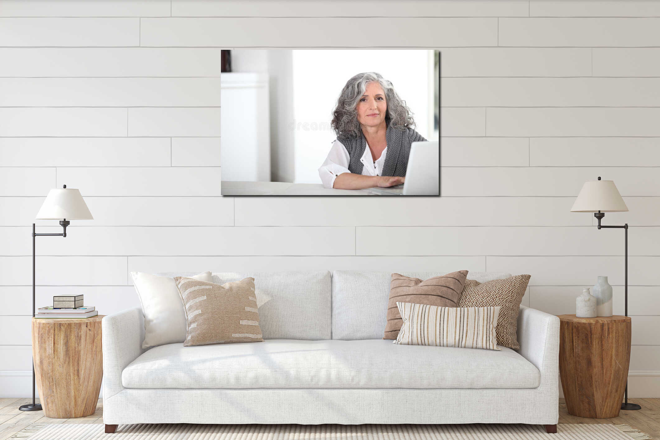 Canvas hanging interior mockup