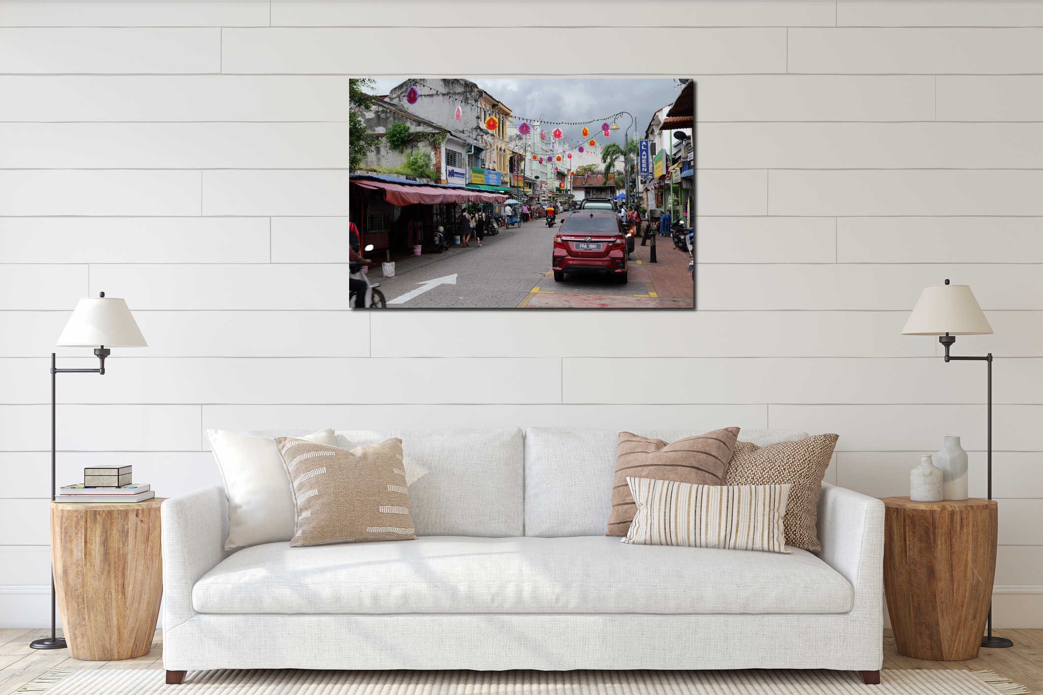 Canvas hanging interior mockup