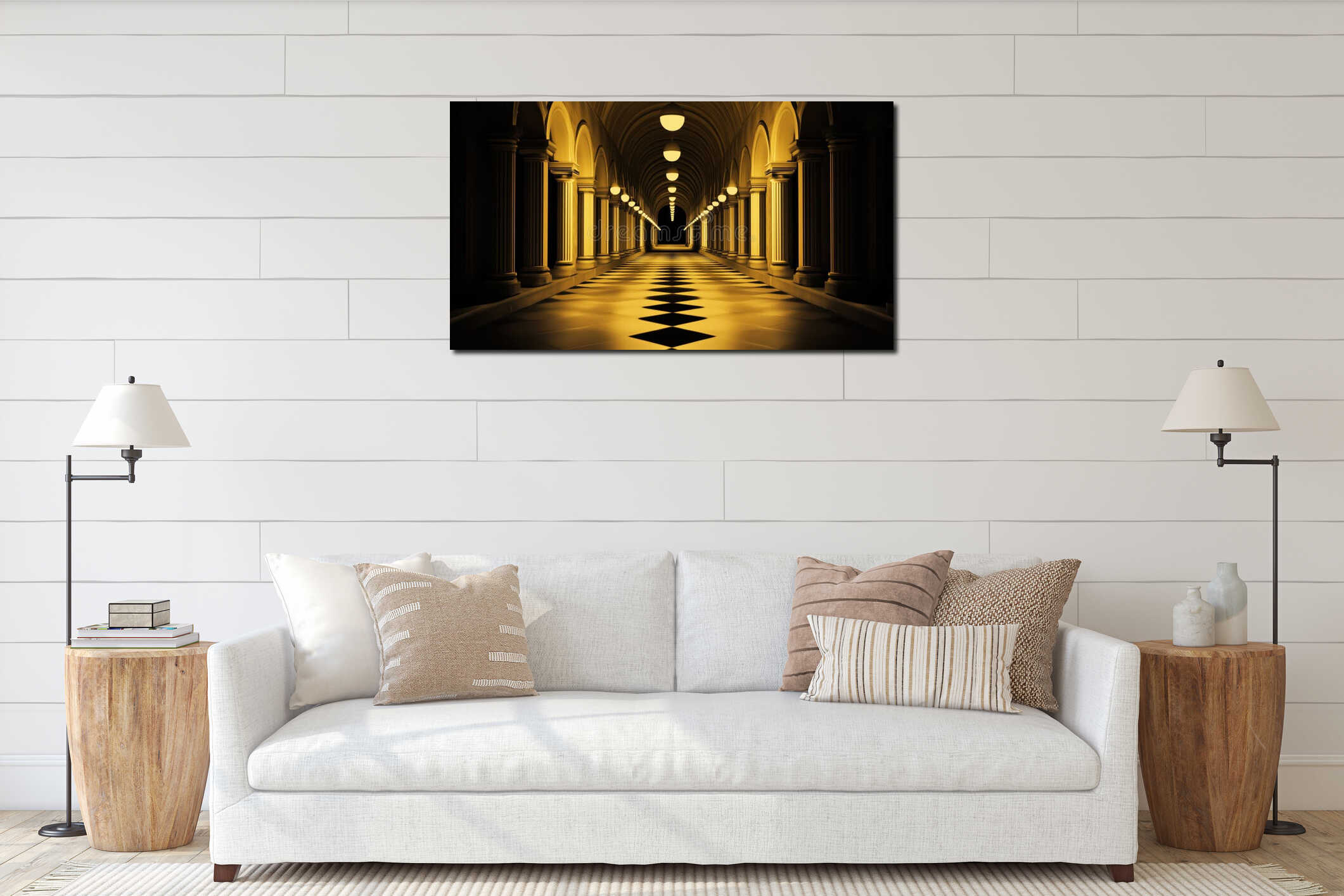 Canvas hanging interior mockup