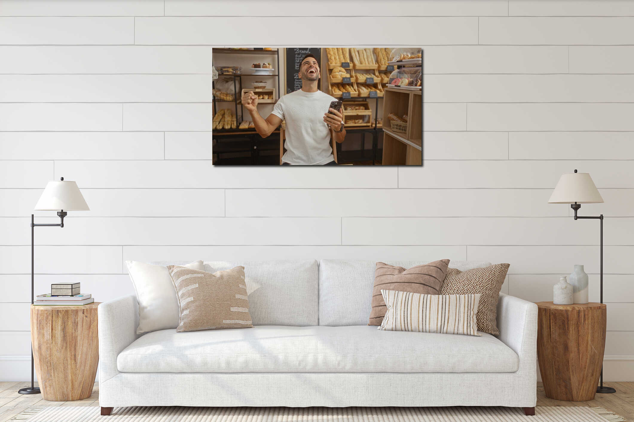 Canvas hanging interior mockup