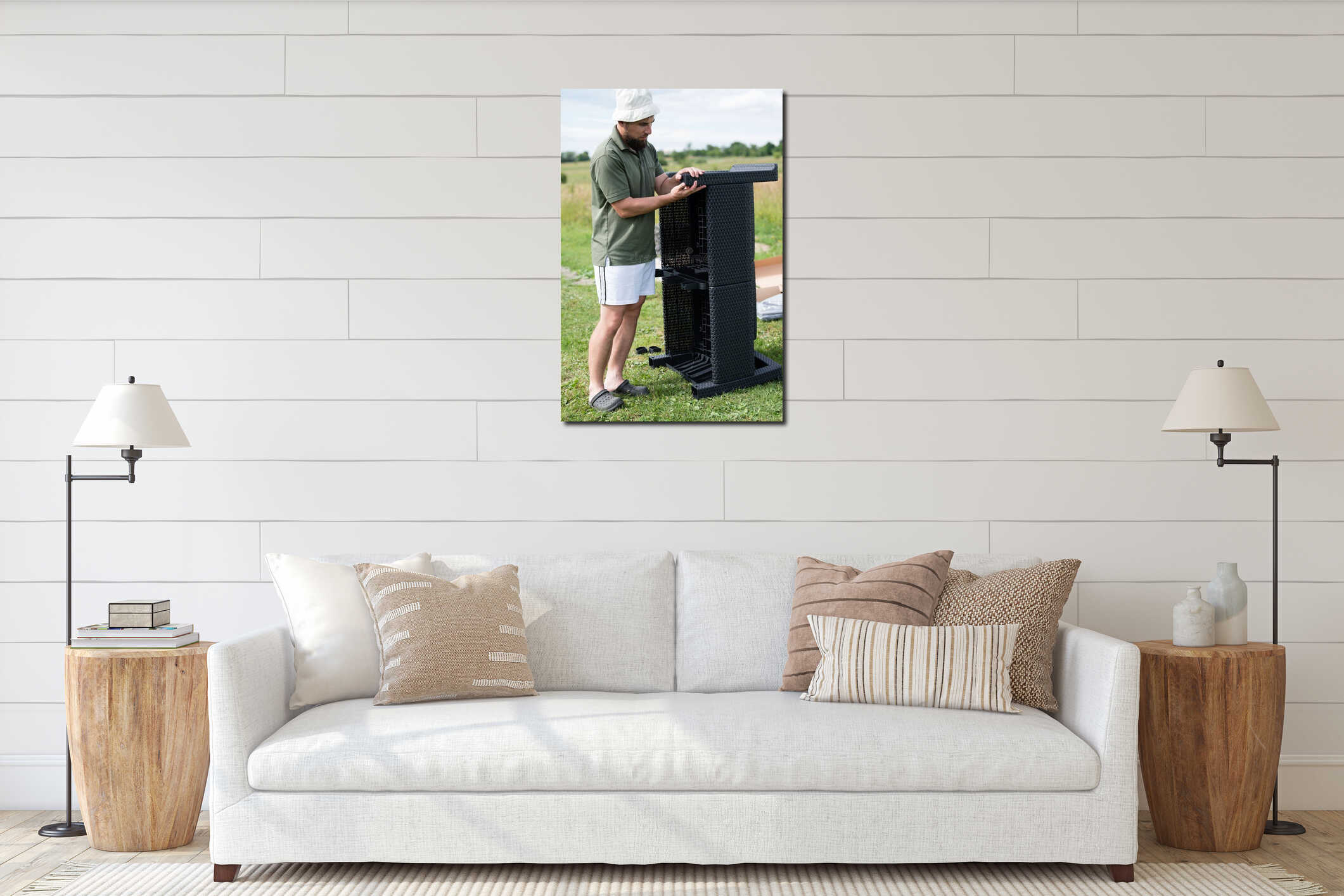 Canvas hanging interior mockup