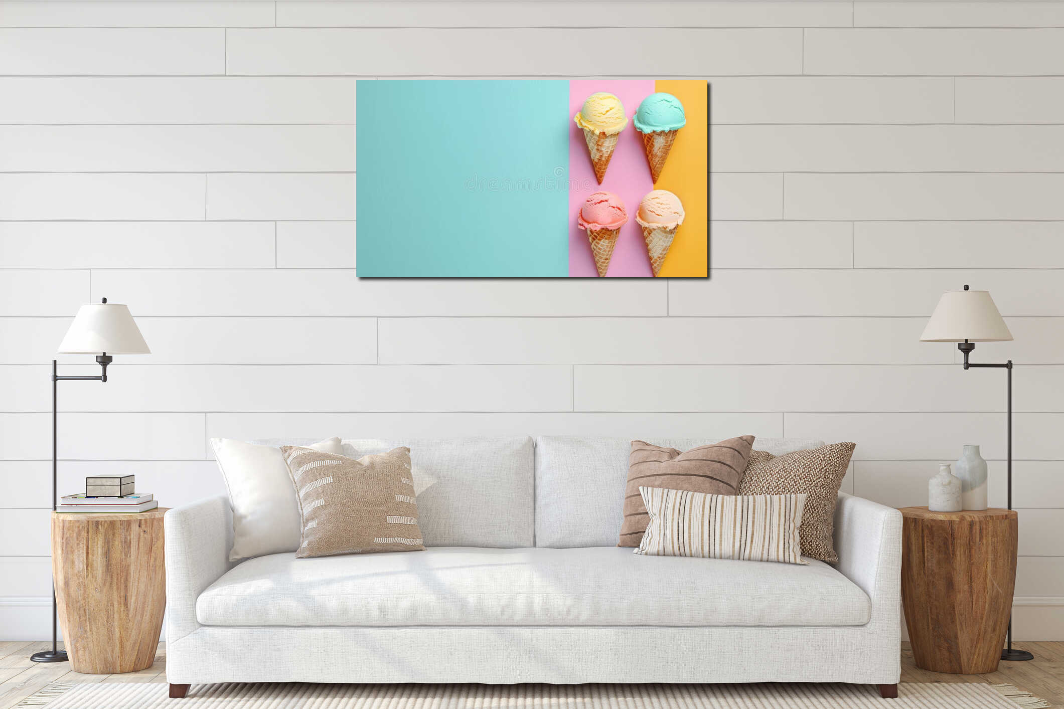Canvas hanging interior mockup