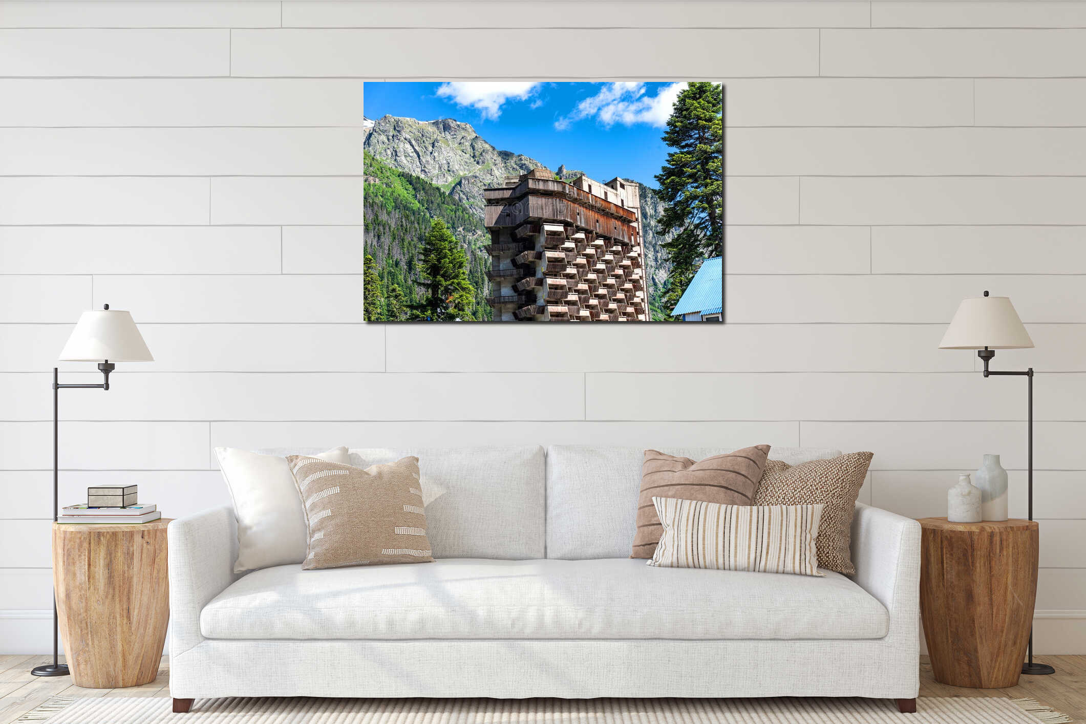 Canvas hanging interior mockup
