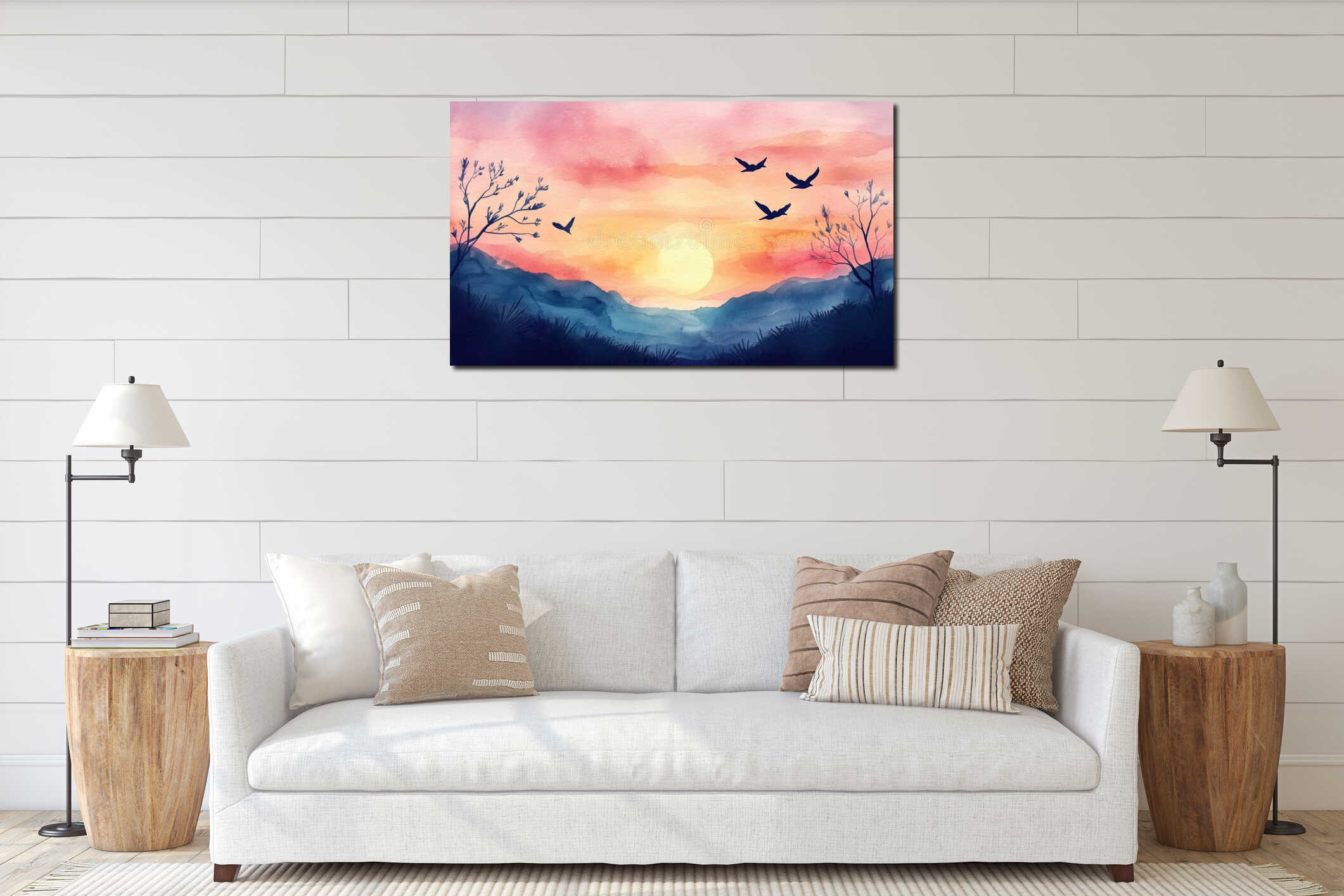 Canvas hanging interior mockup