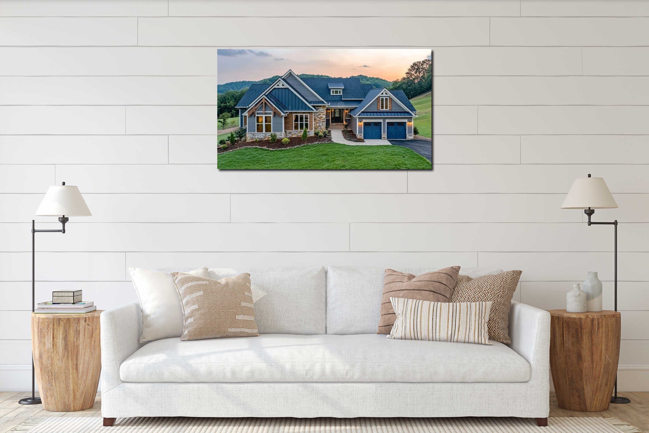 Canvas hanging interior mockup