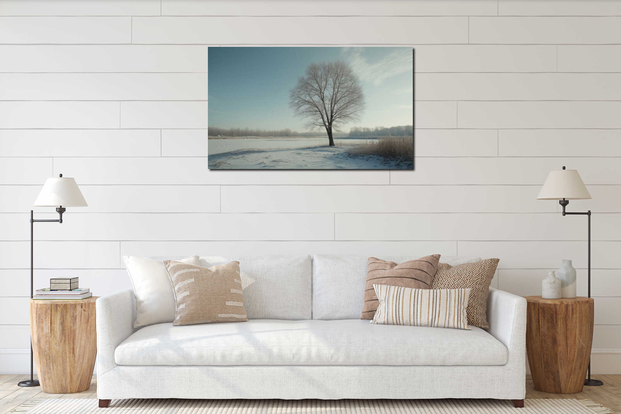 Canvas hanging interior mockup