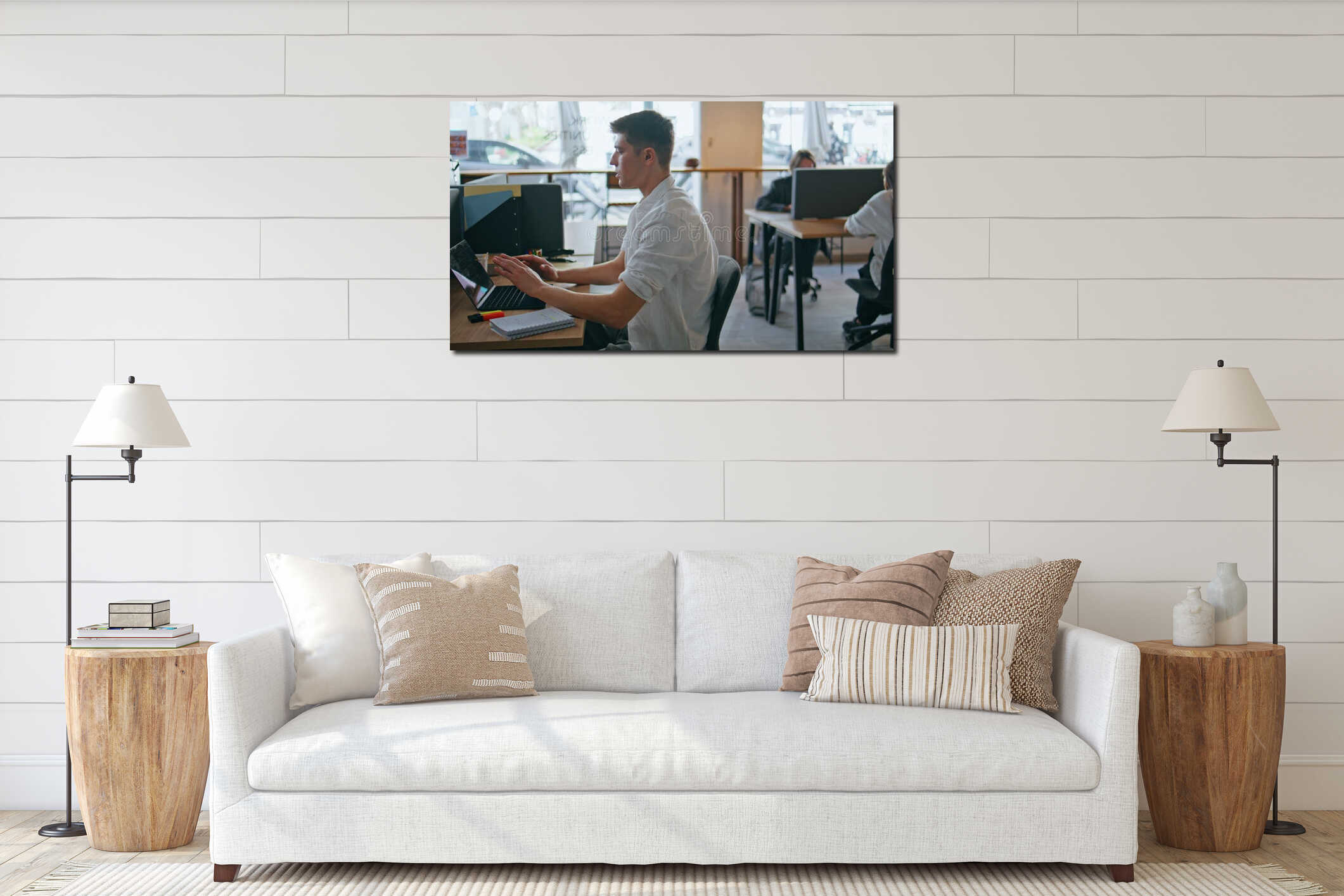 Canvas hanging interior mockup