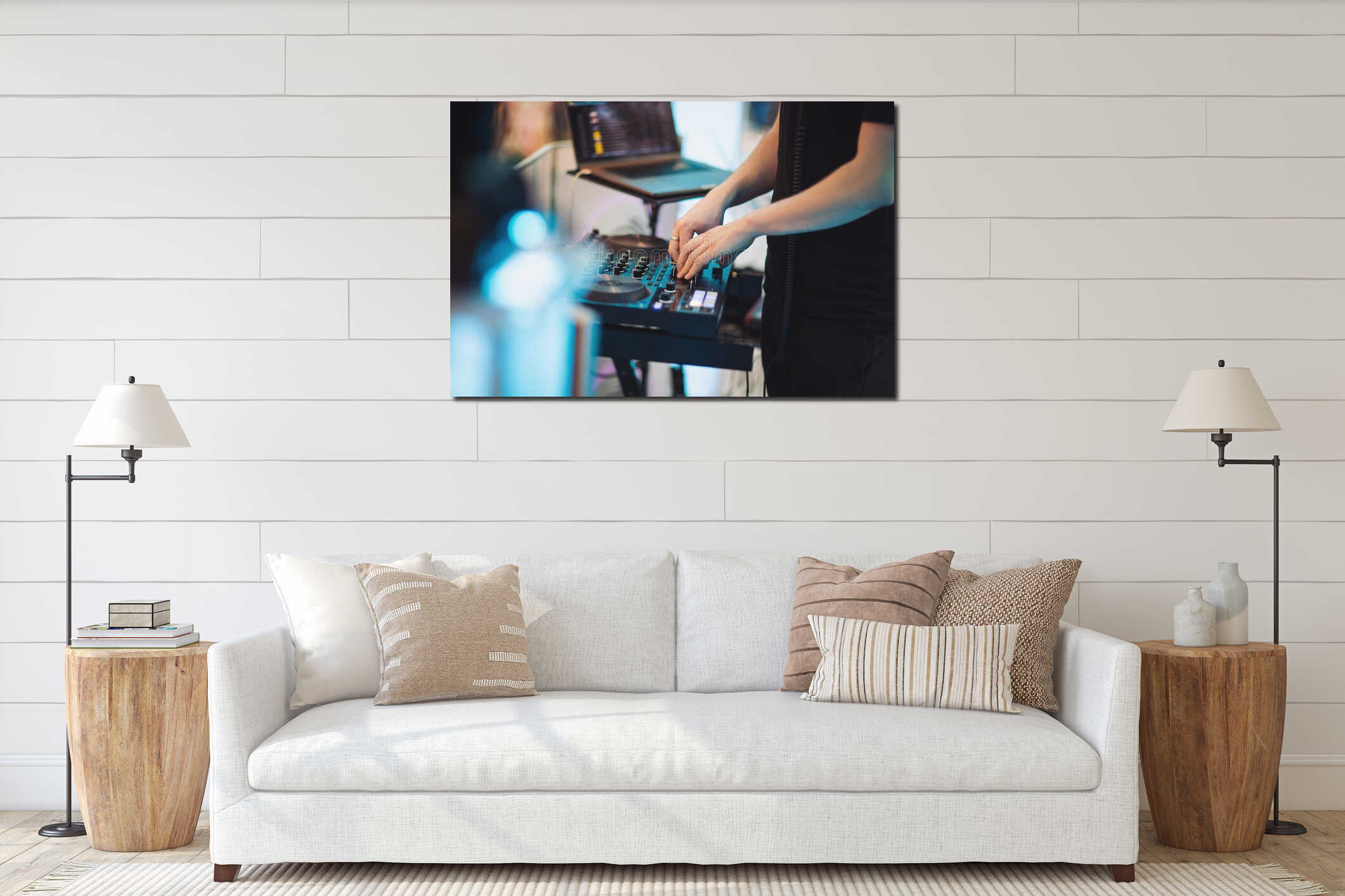 Canvas hanging interior mockup