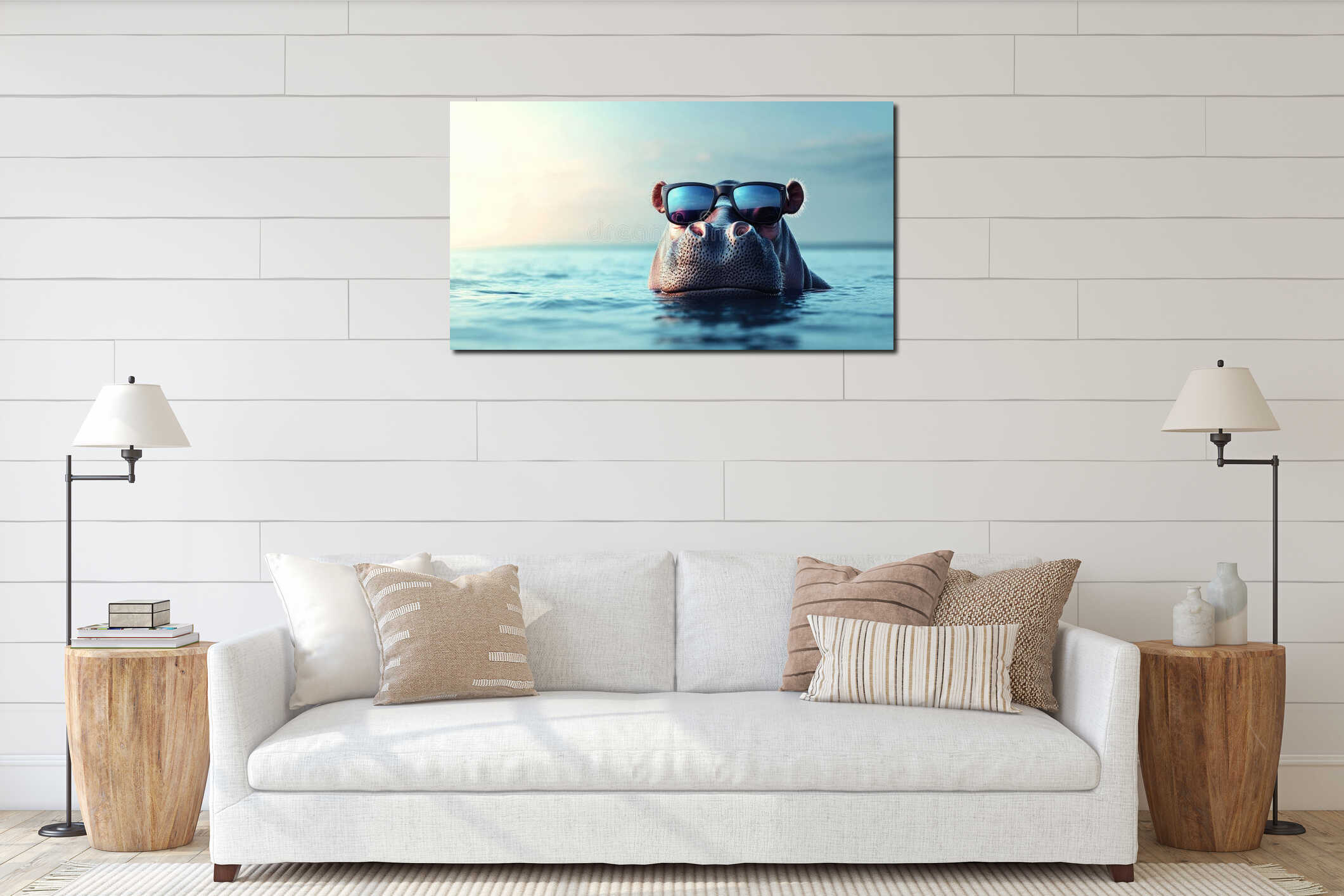 Canvas hanging interior mockup