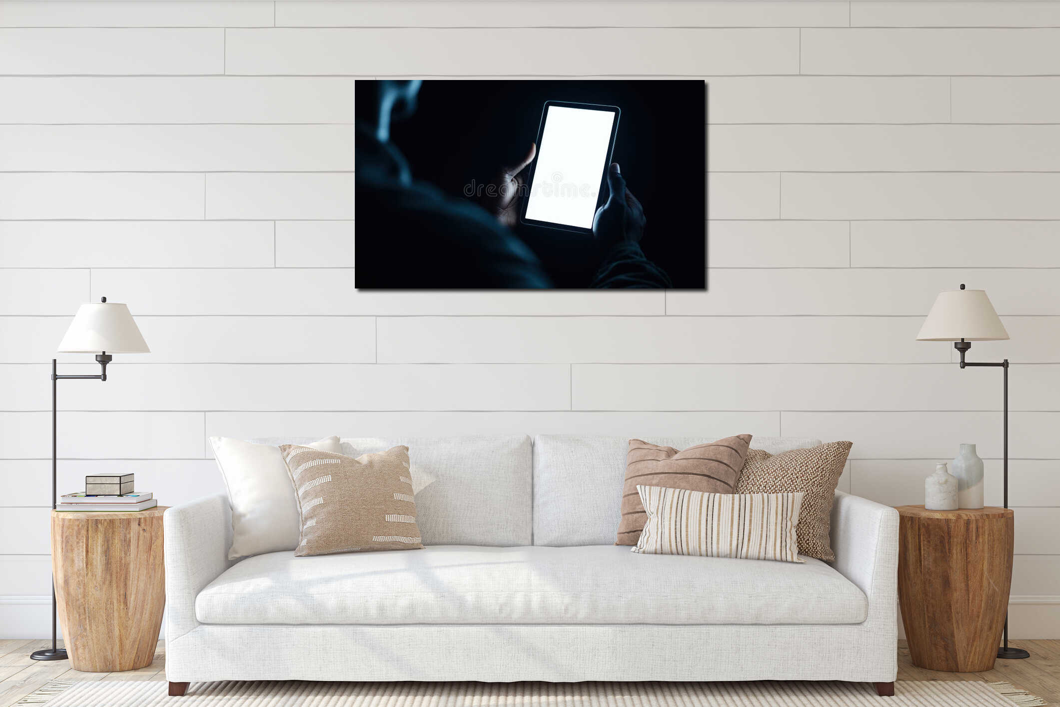 Canvas hanging interior mockup