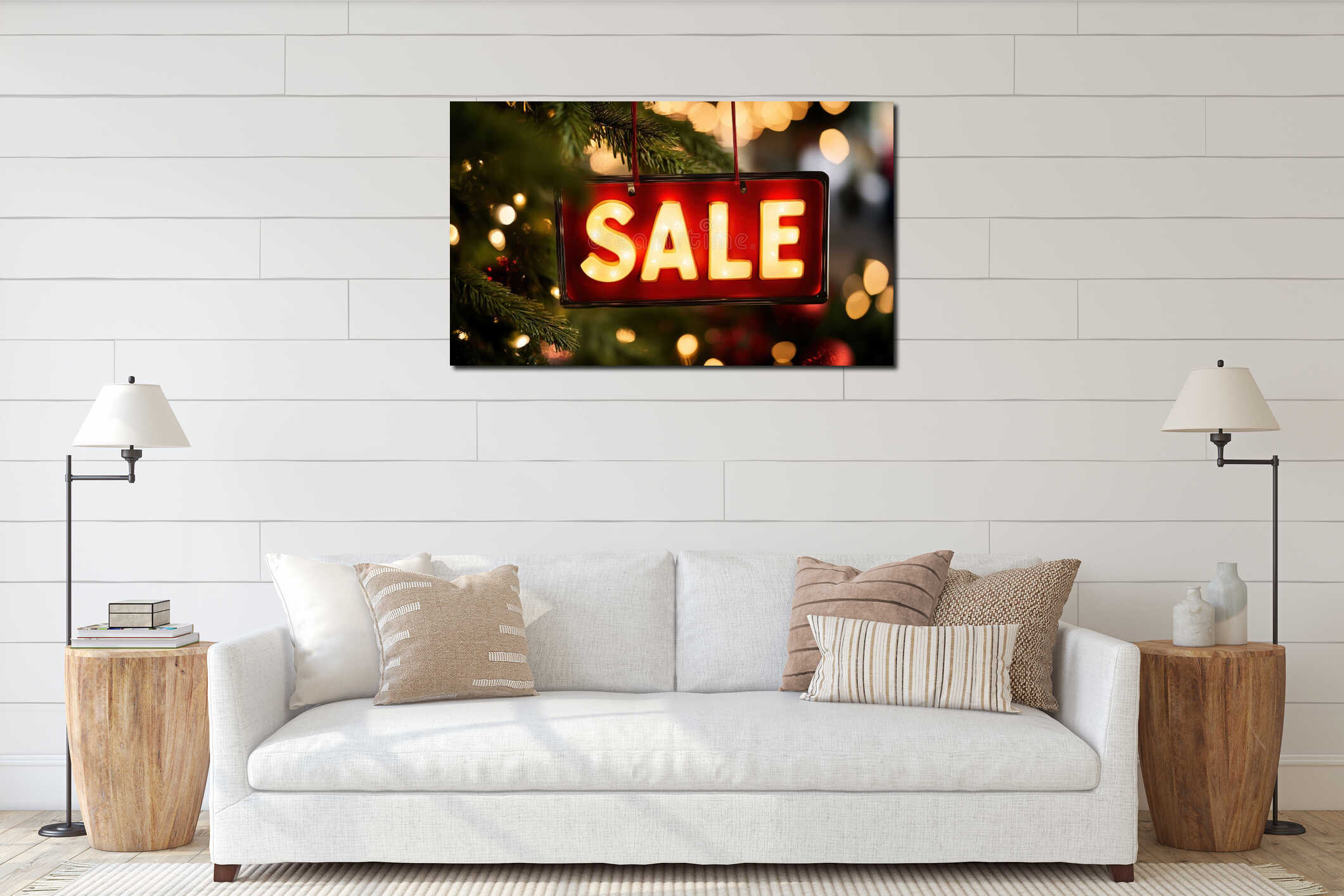 Canvas hanging interior mockup