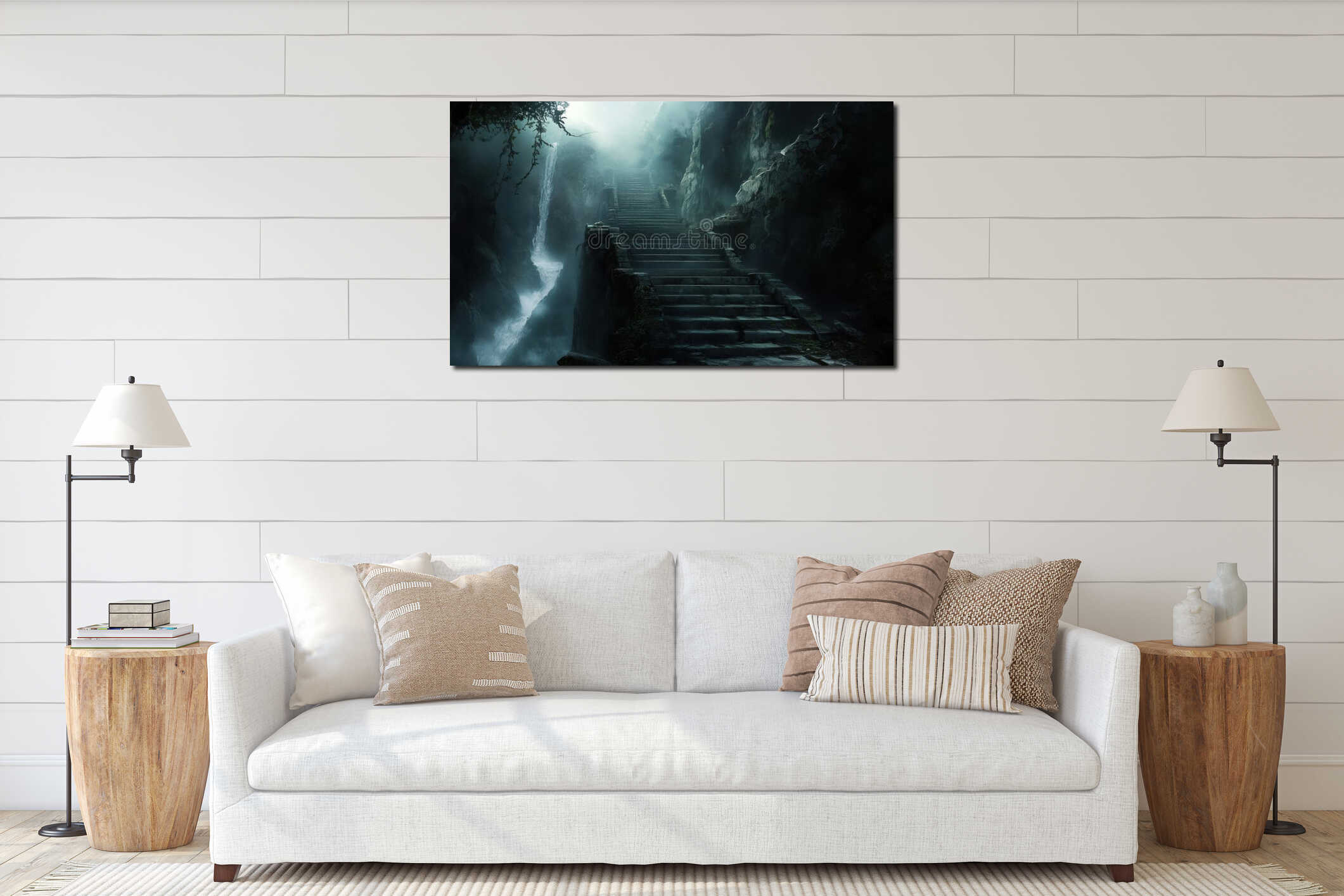 Canvas hanging interior mockup