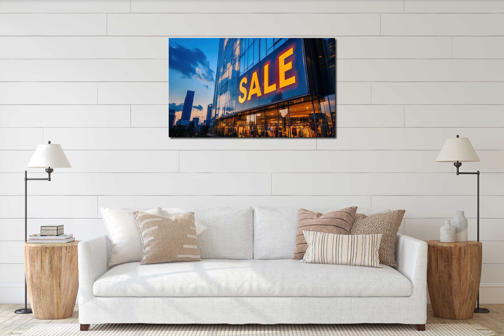 Canvas hanging interior mockup