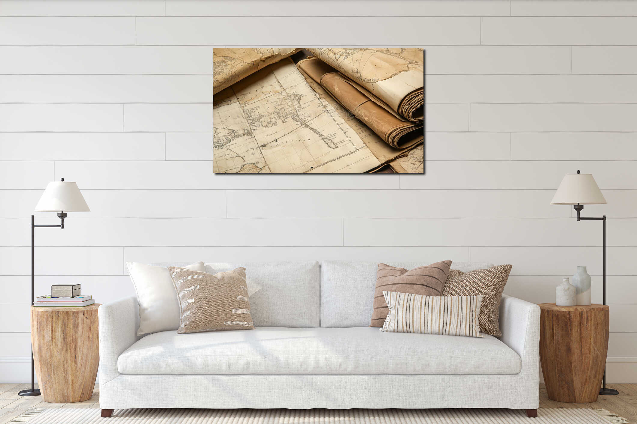 Canvas hanging interior mockup