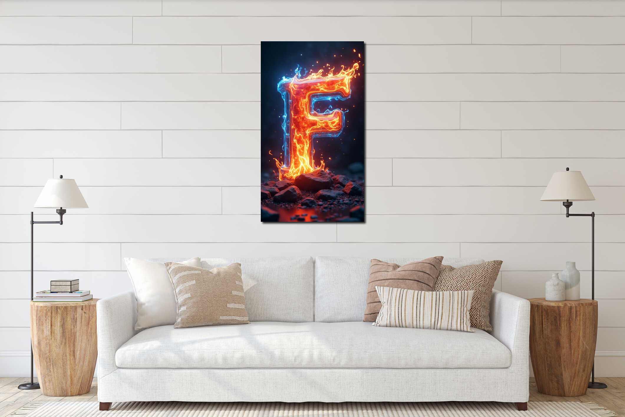 Canvas hanging interior mockup