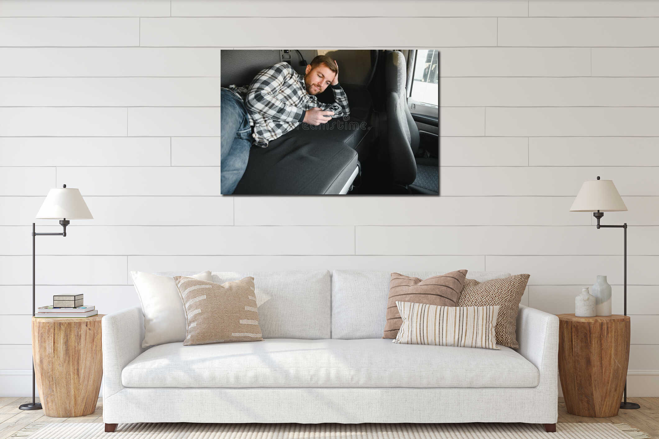 Canvas hanging interior mockup