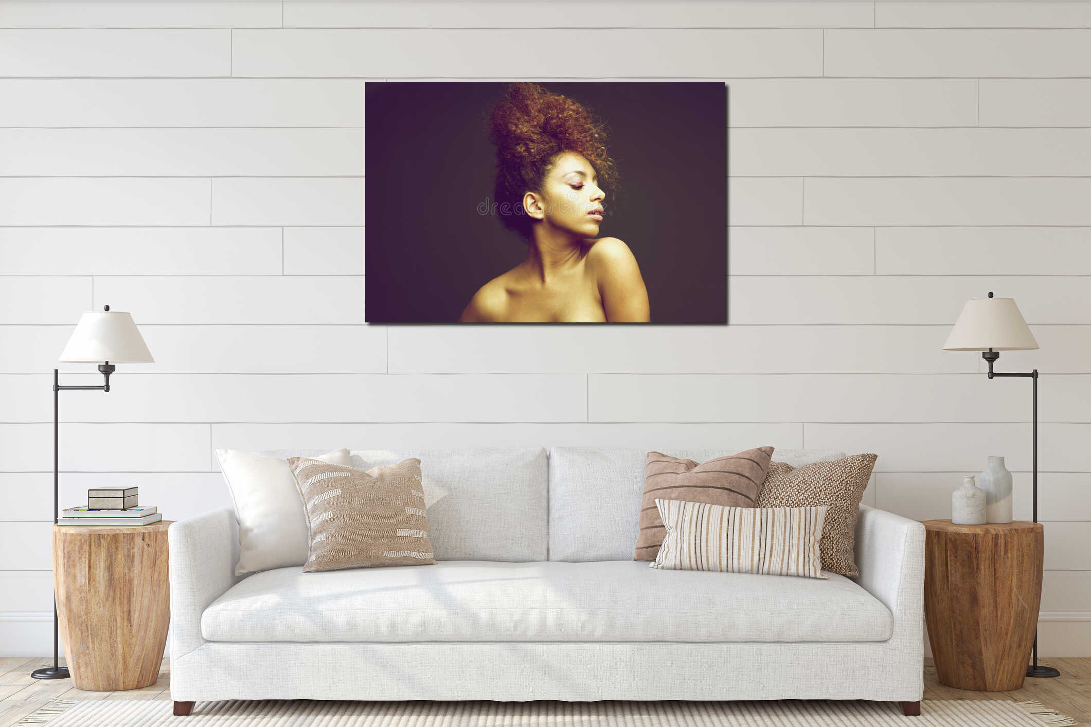 Canvas hanging interior mockup