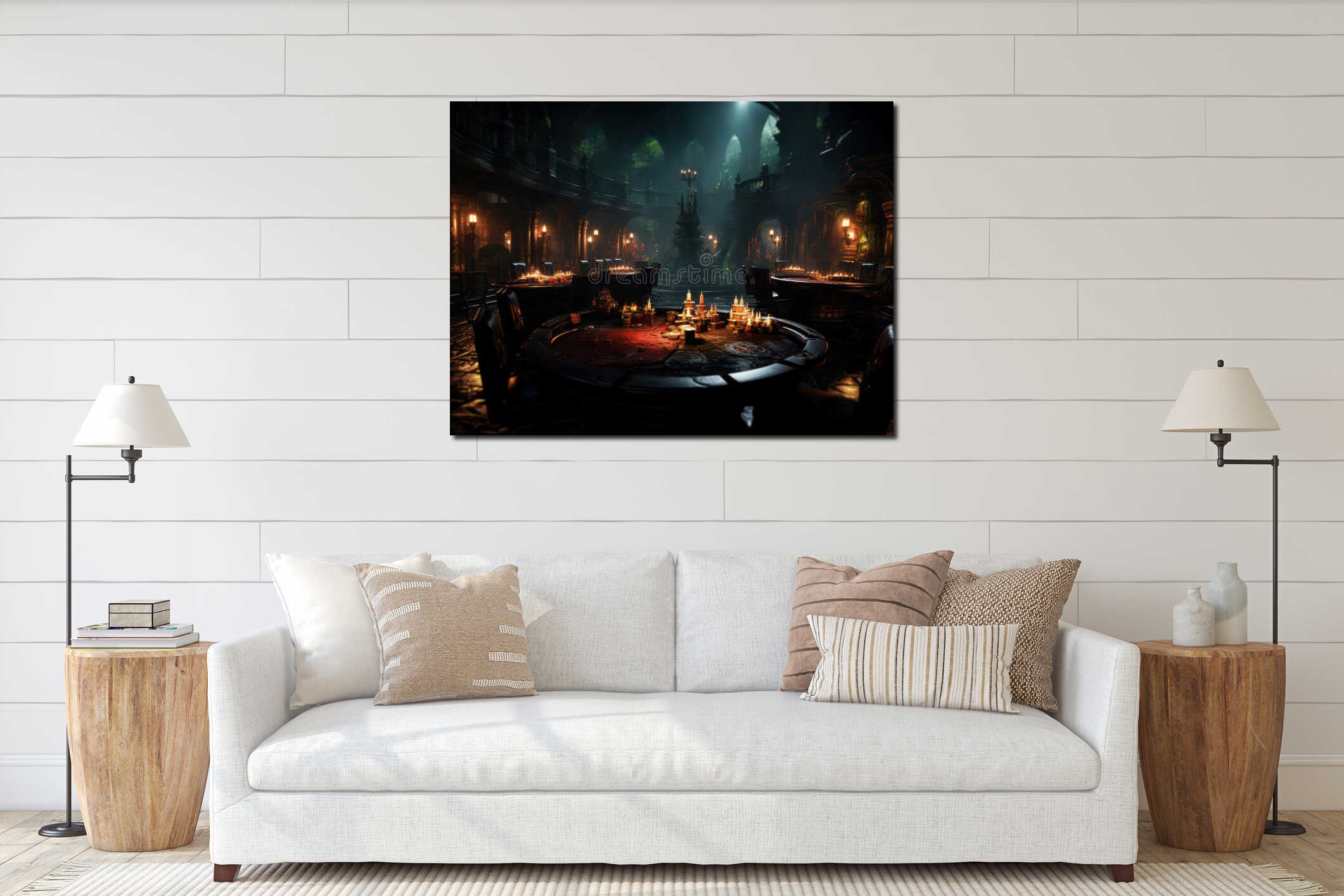 Canvas hanging interior mockup