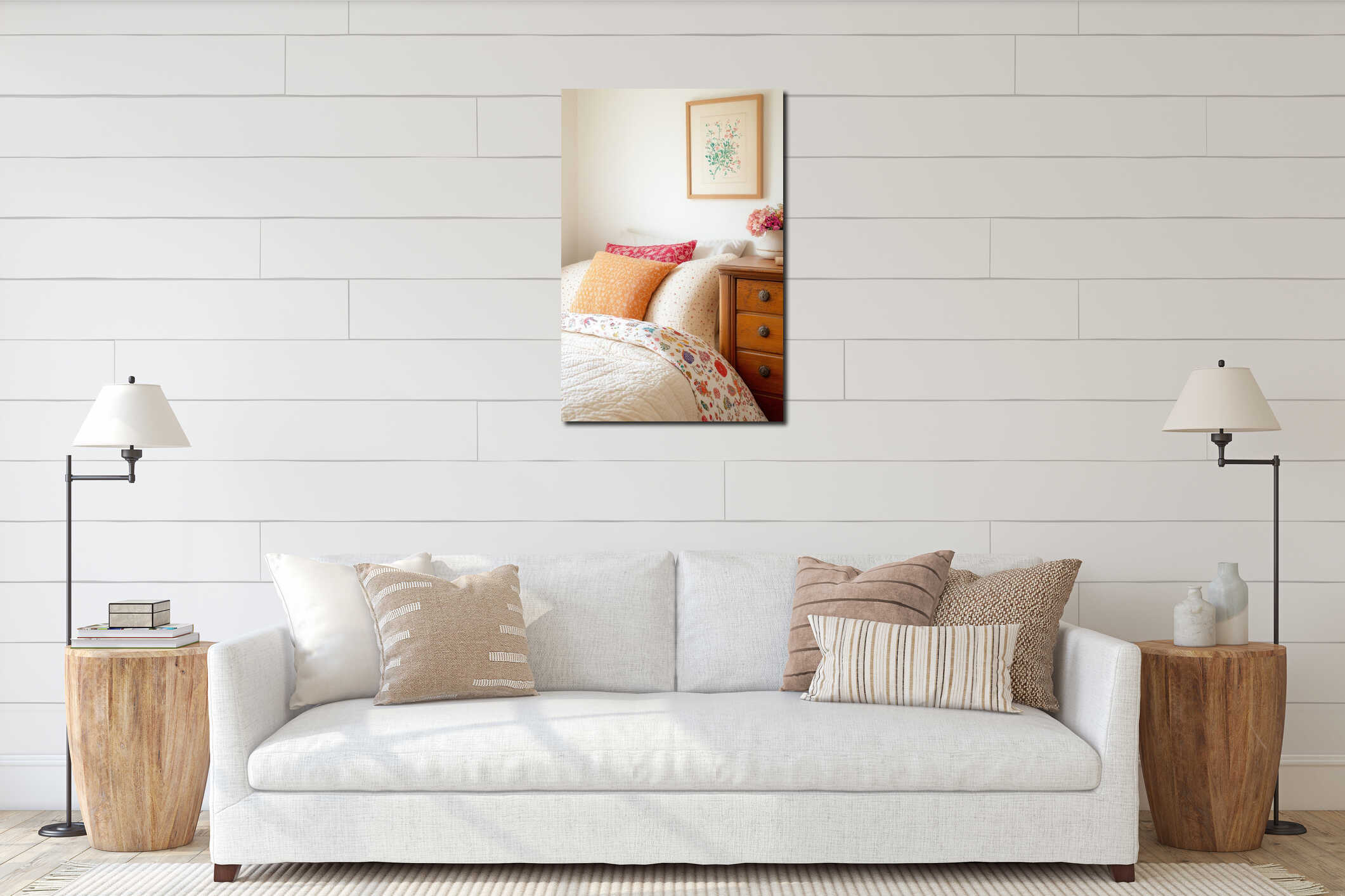 Canvas hanging interior mockup