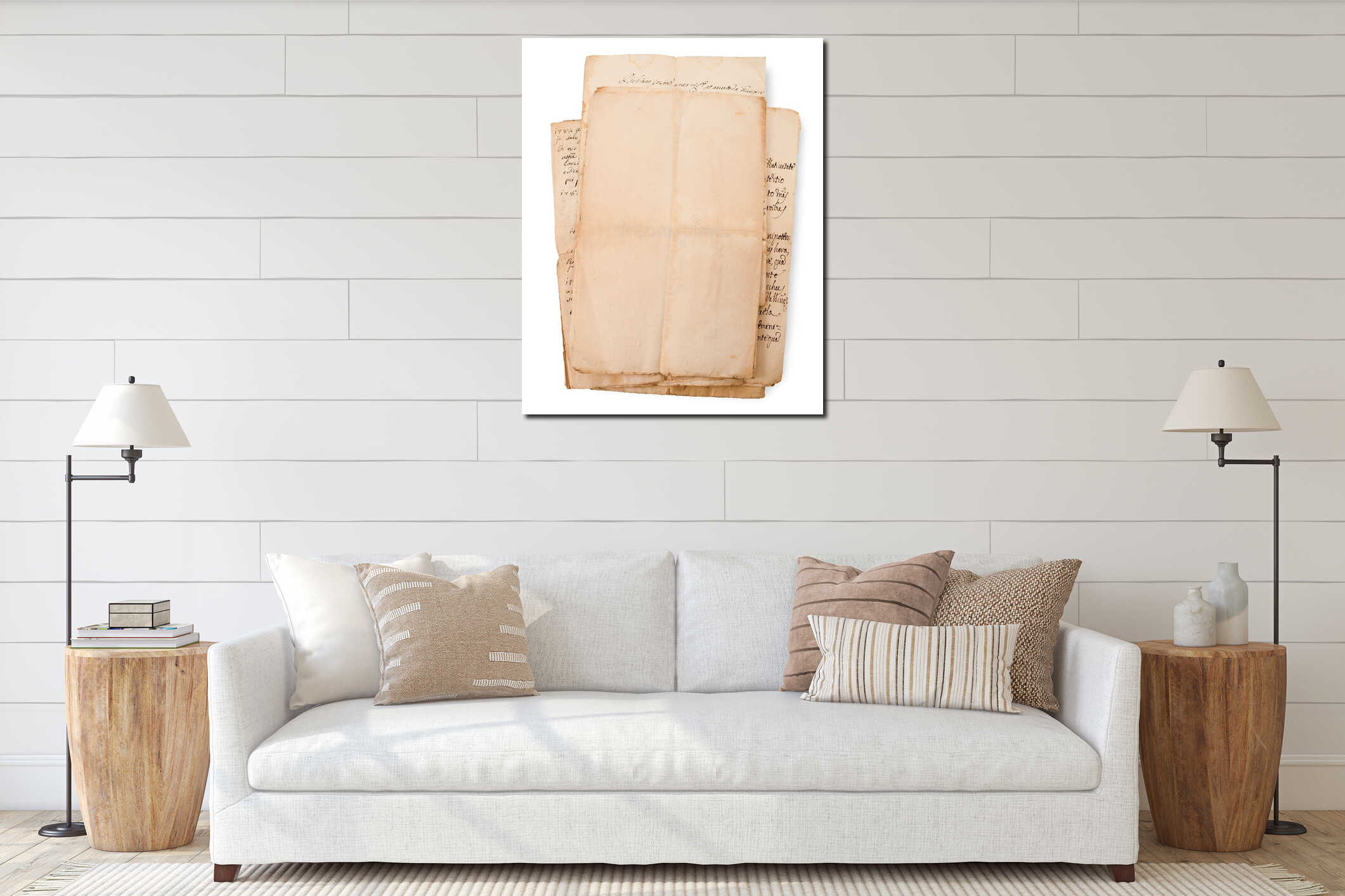 Canvas hanging interior mockup