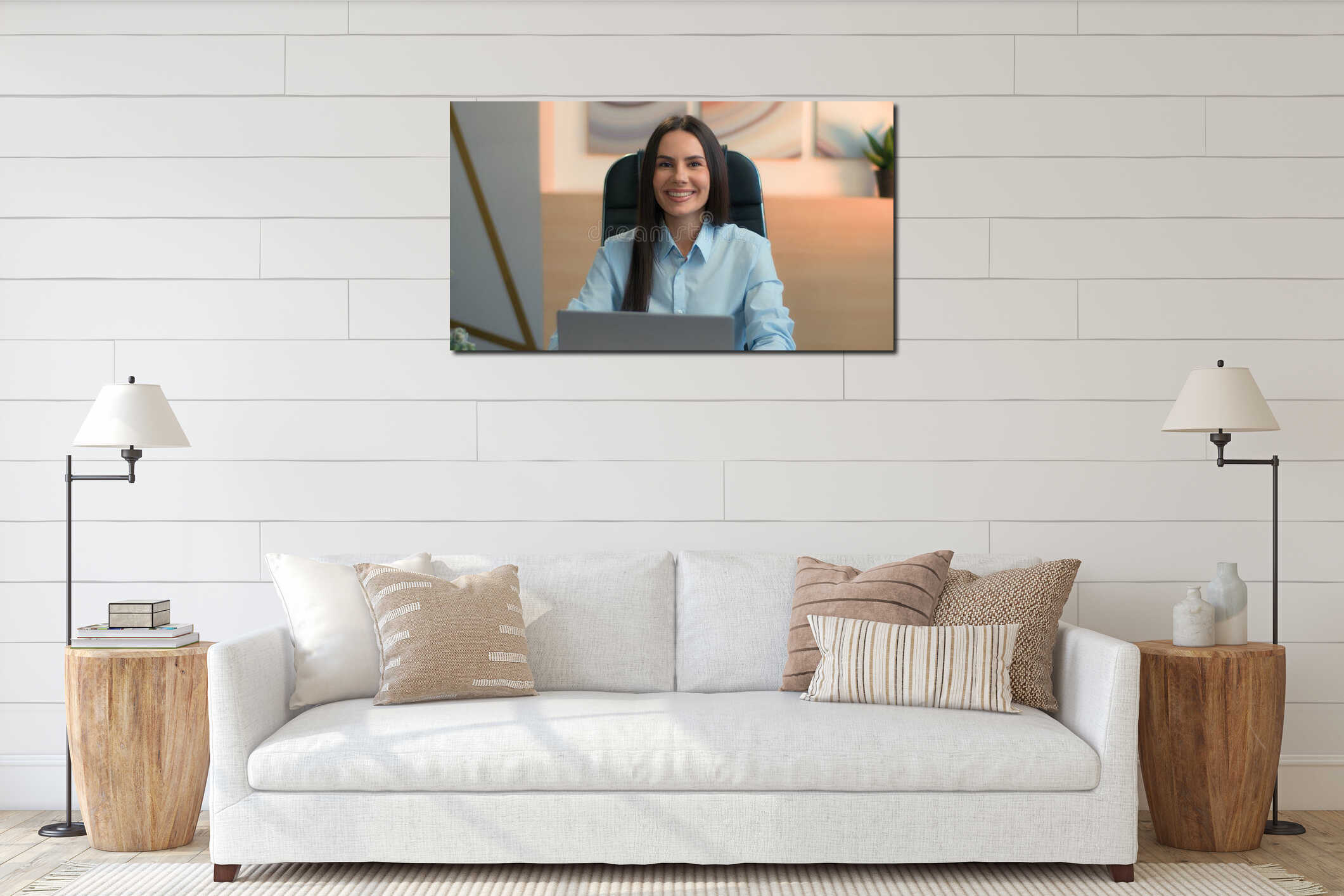 Canvas hanging interior mockup