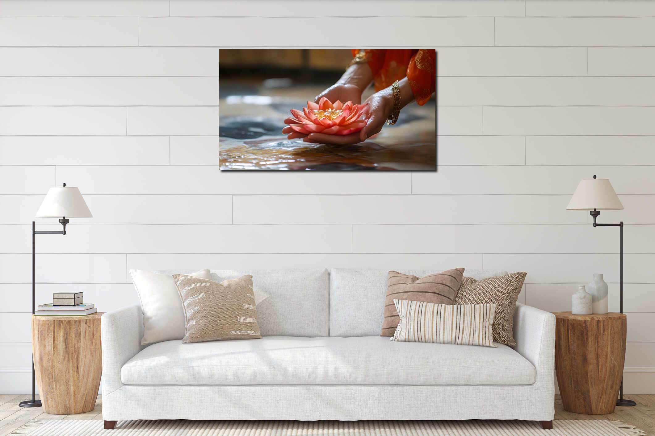 Canvas hanging interior mockup