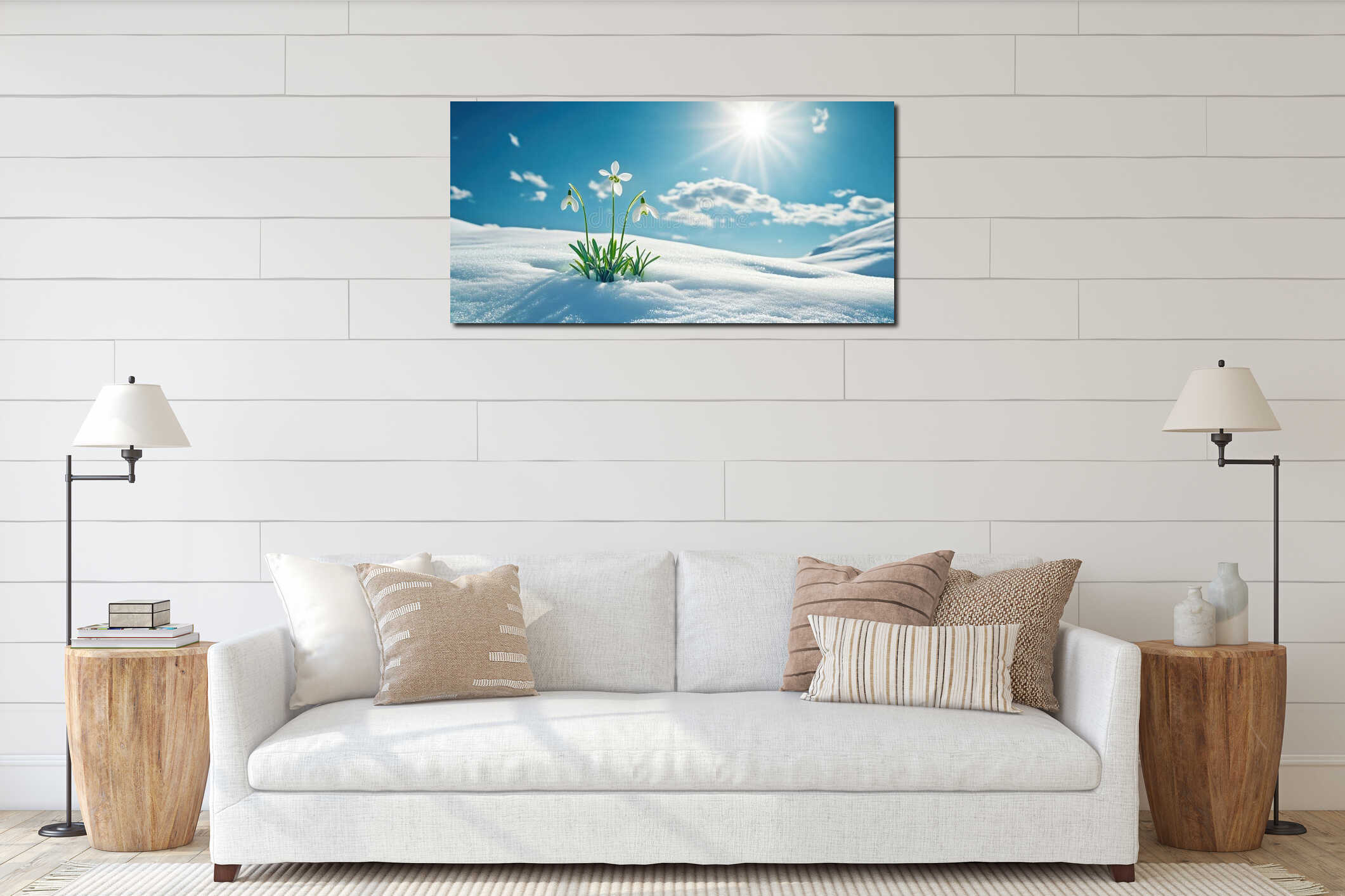 Canvas hanging interior mockup