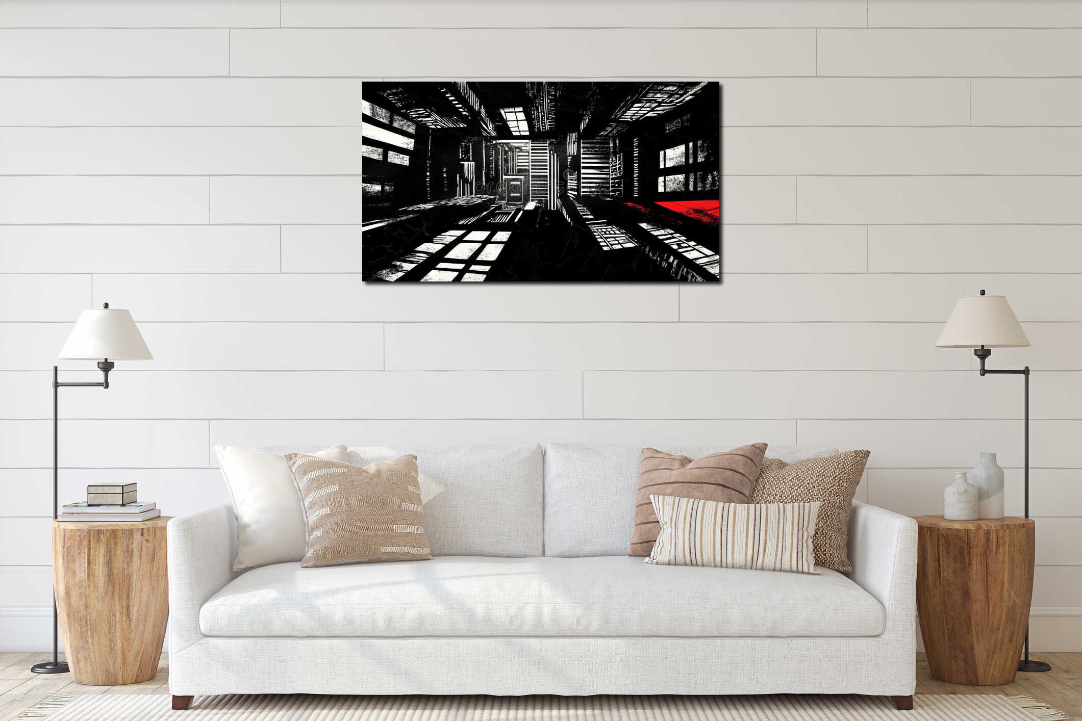 Canvas hanging interior mockup