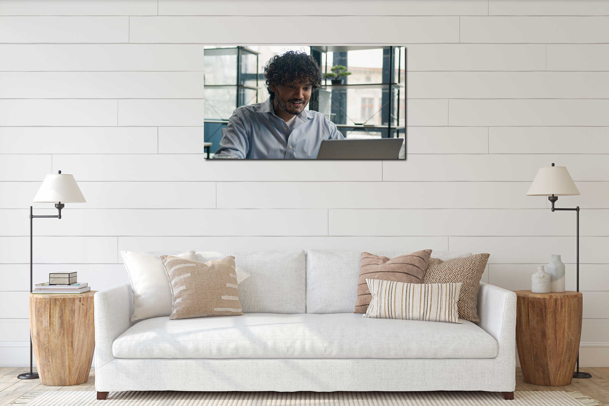 Canvas hanging interior mockup