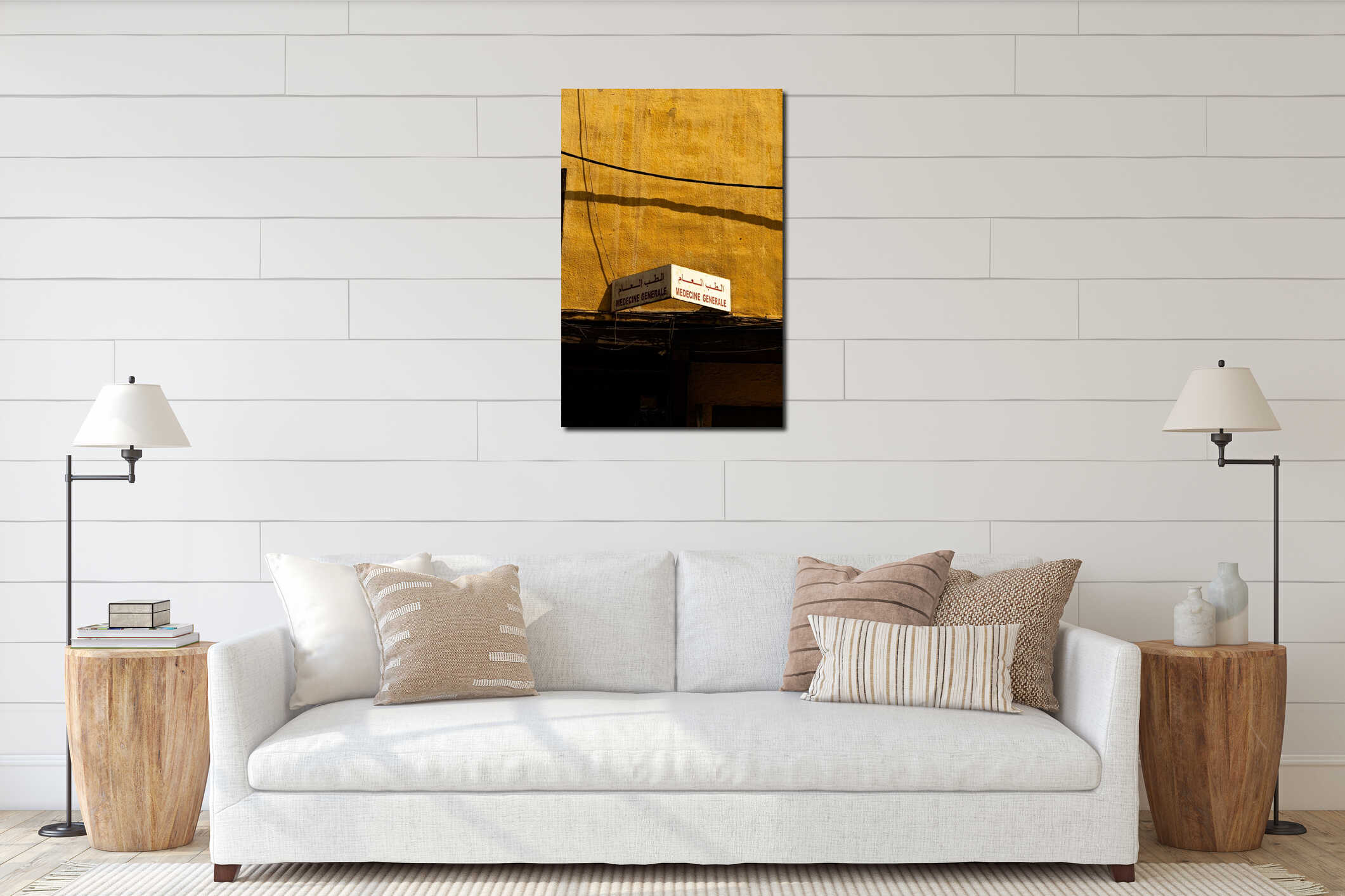 Canvas hanging interior mockup