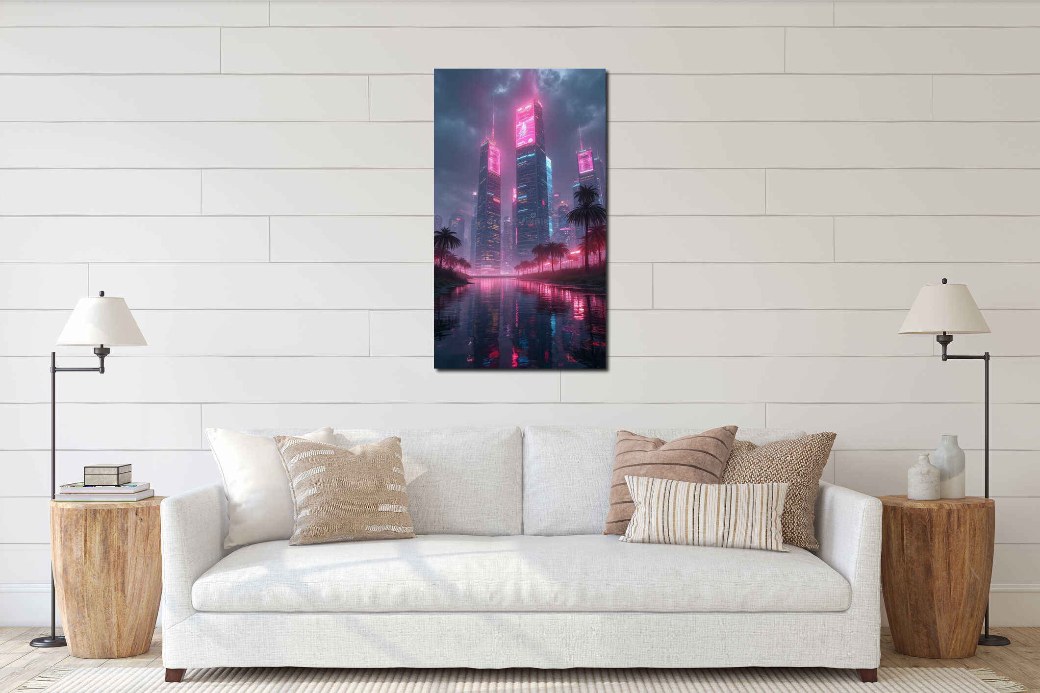 Canvas hanging interior mockup