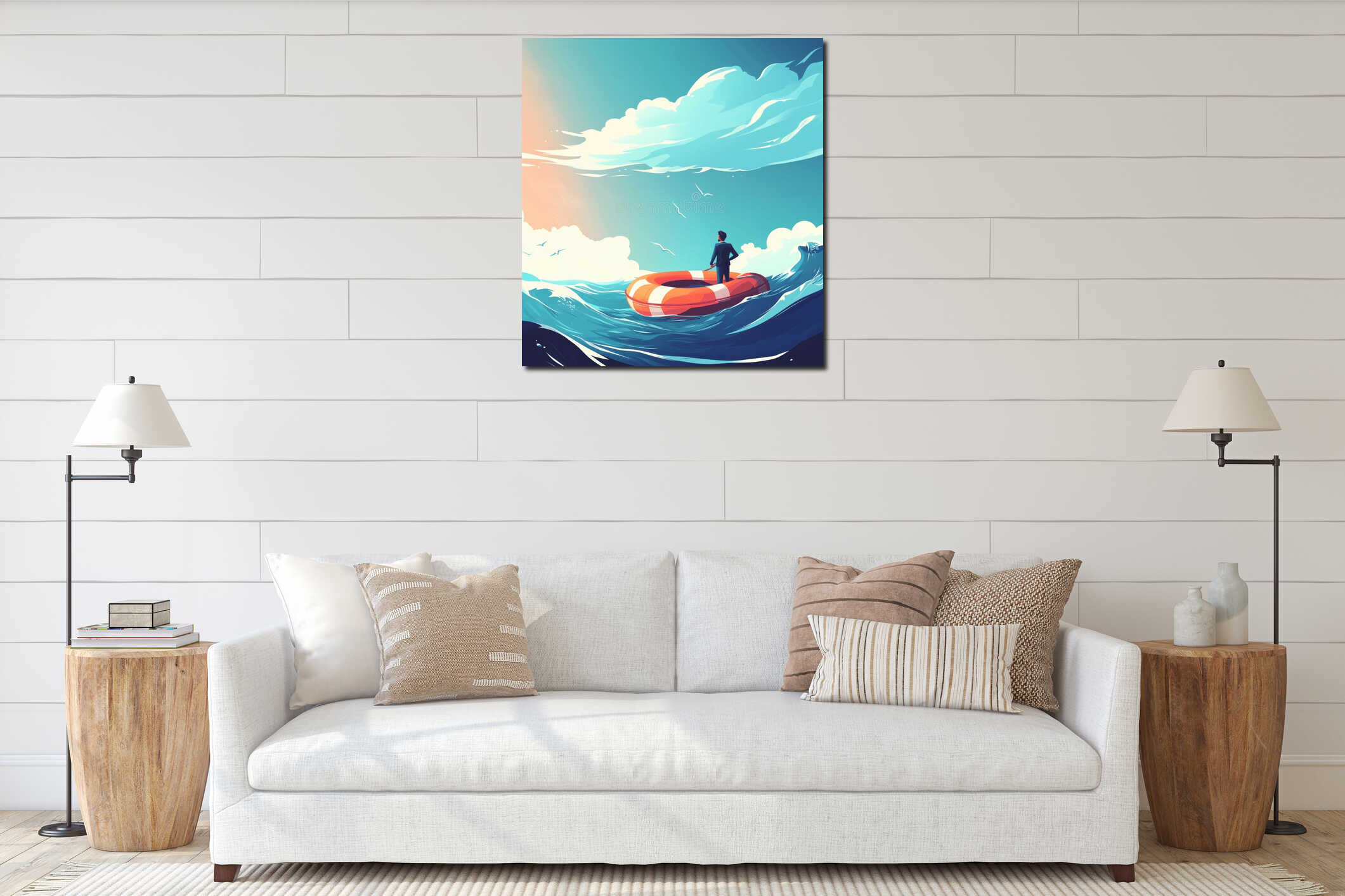 Canvas hanging interior mockup