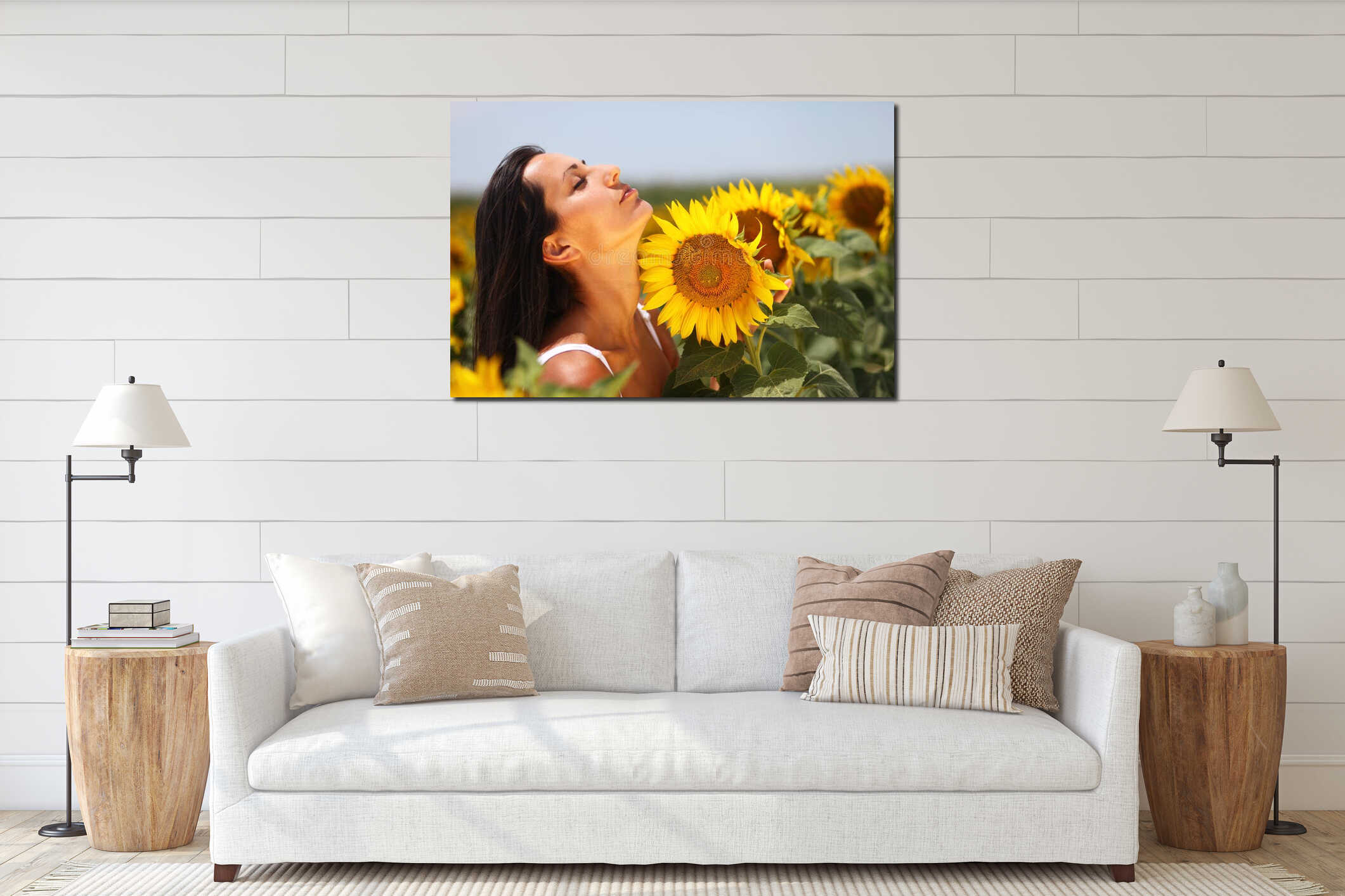 Canvas hanging interior mockup