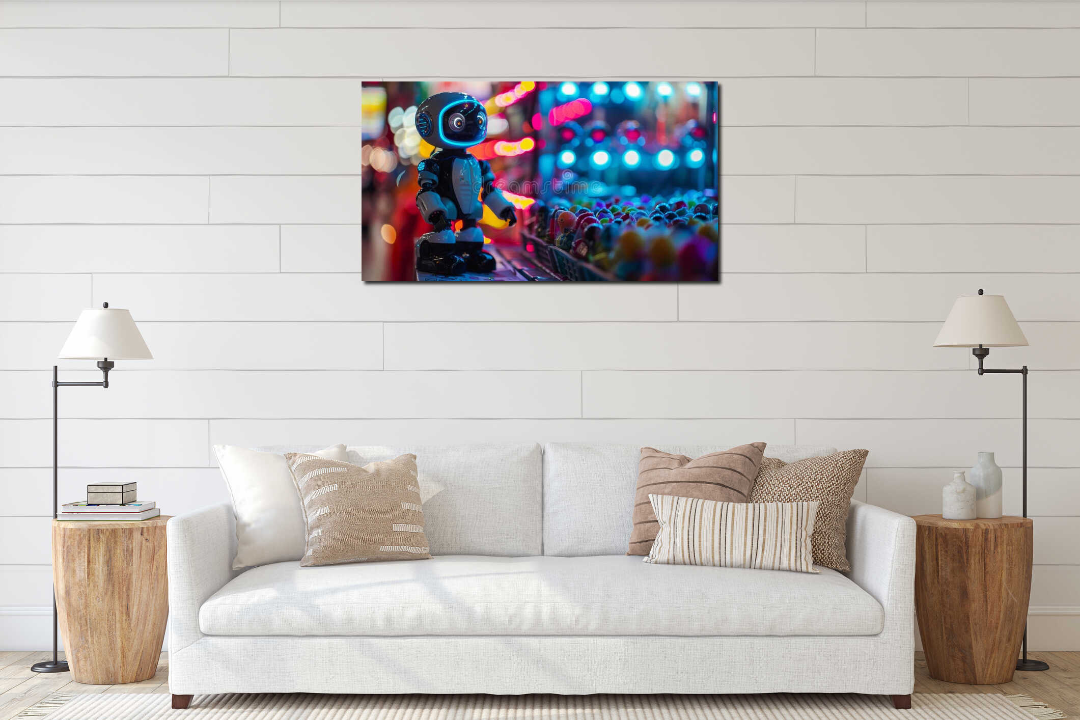 Canvas hanging interior mockup