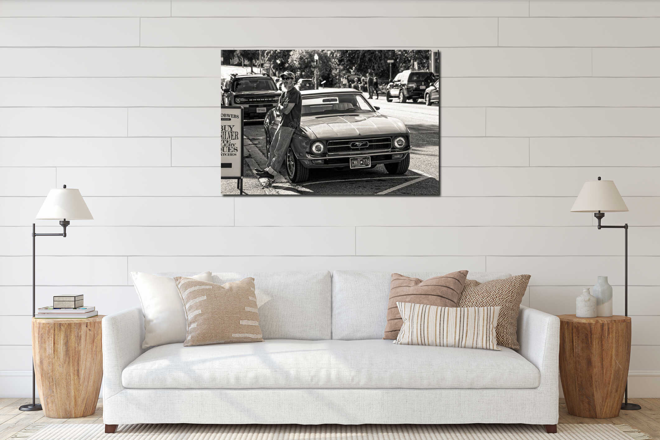 Canvas hanging interior mockup