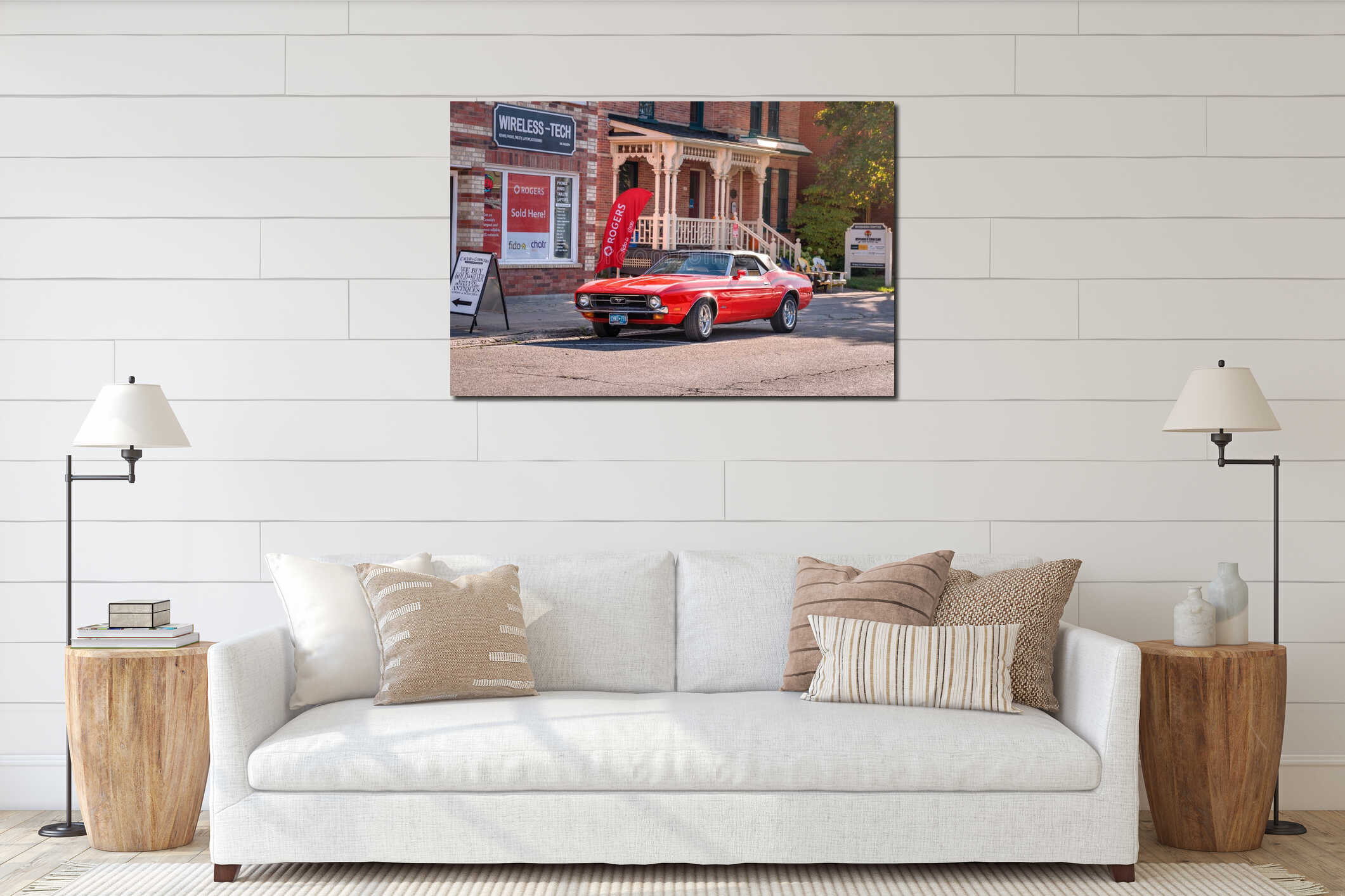 Canvas hanging interior mockup