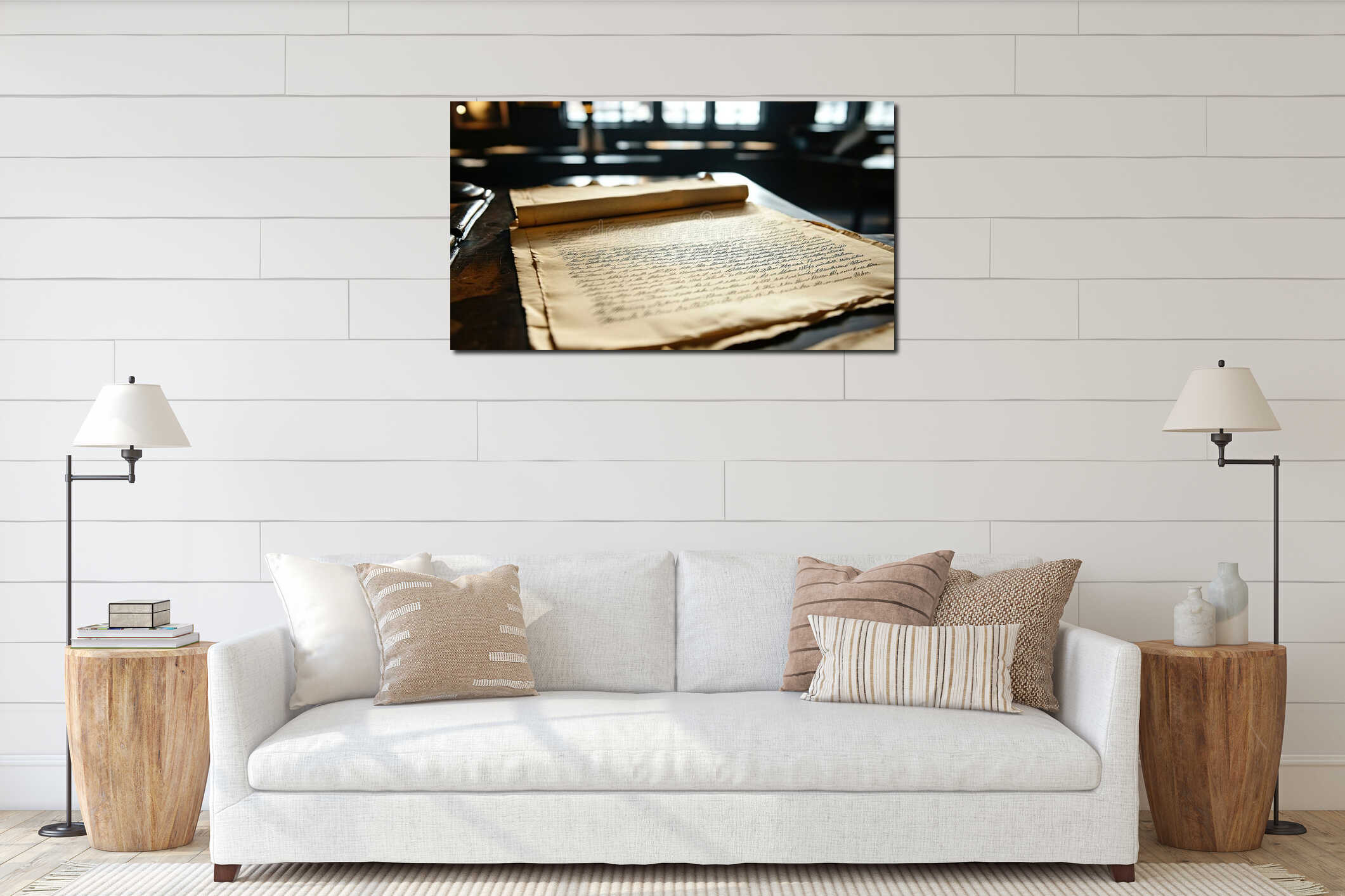 Canvas hanging interior mockup