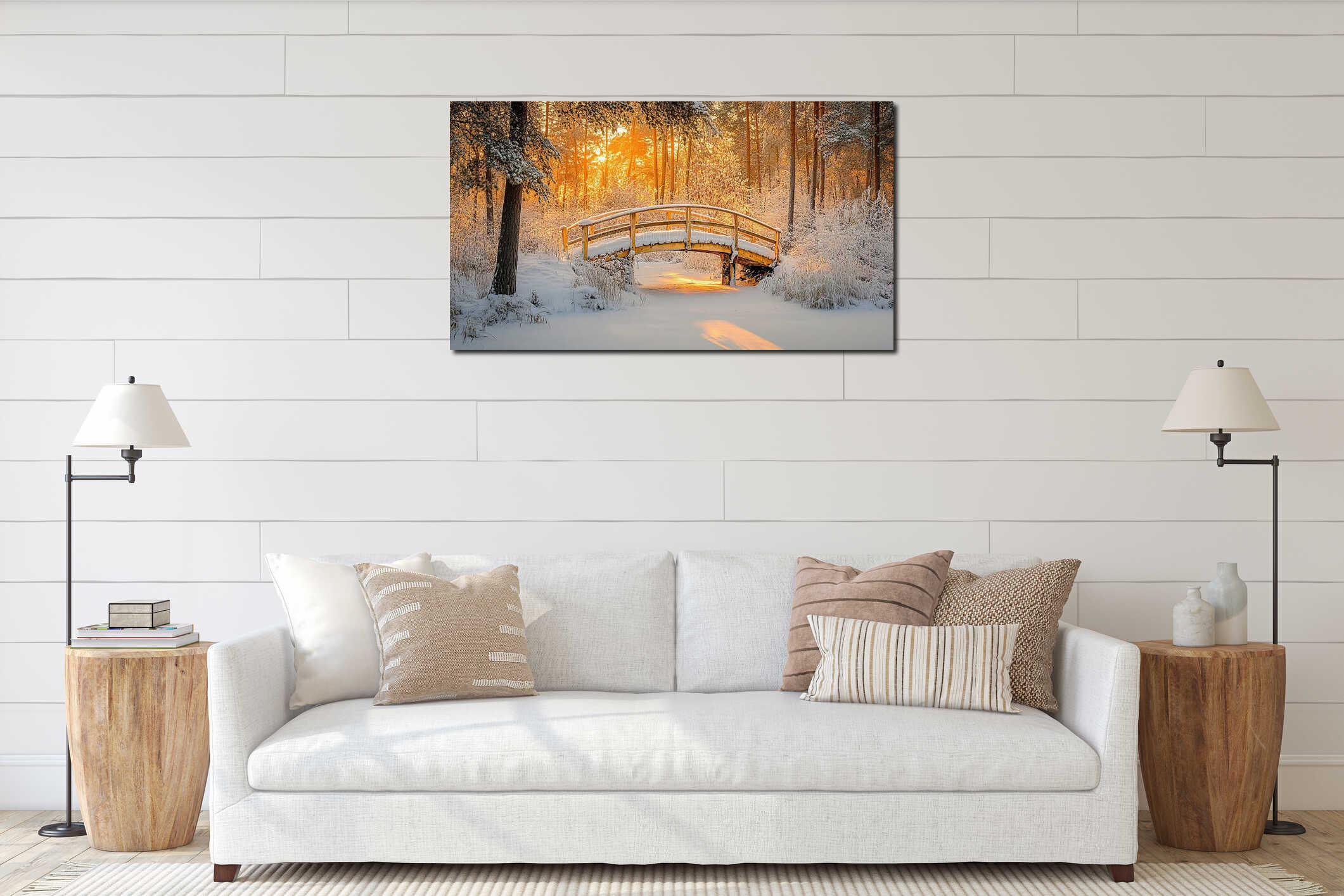 Canvas hanging interior mockup