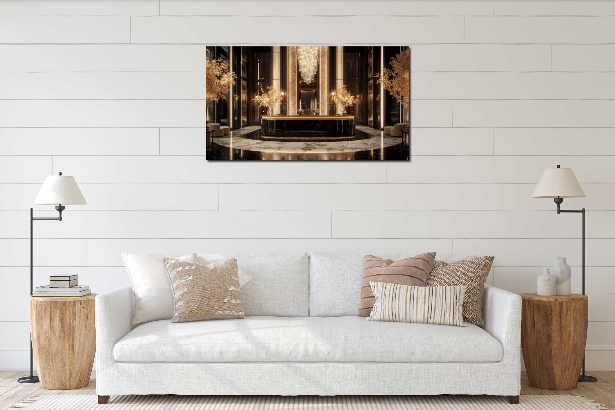 Canvas hanging interior mockup