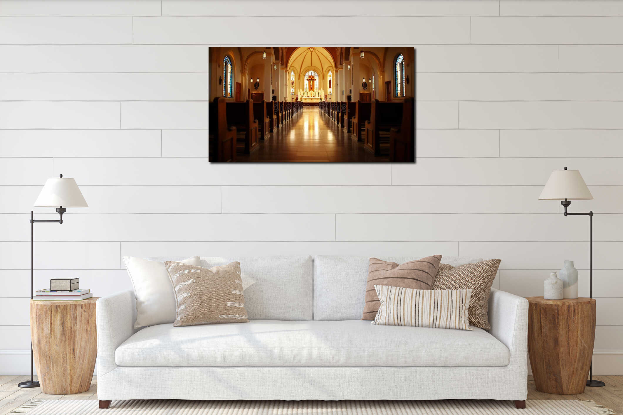 Canvas hanging interior mockup