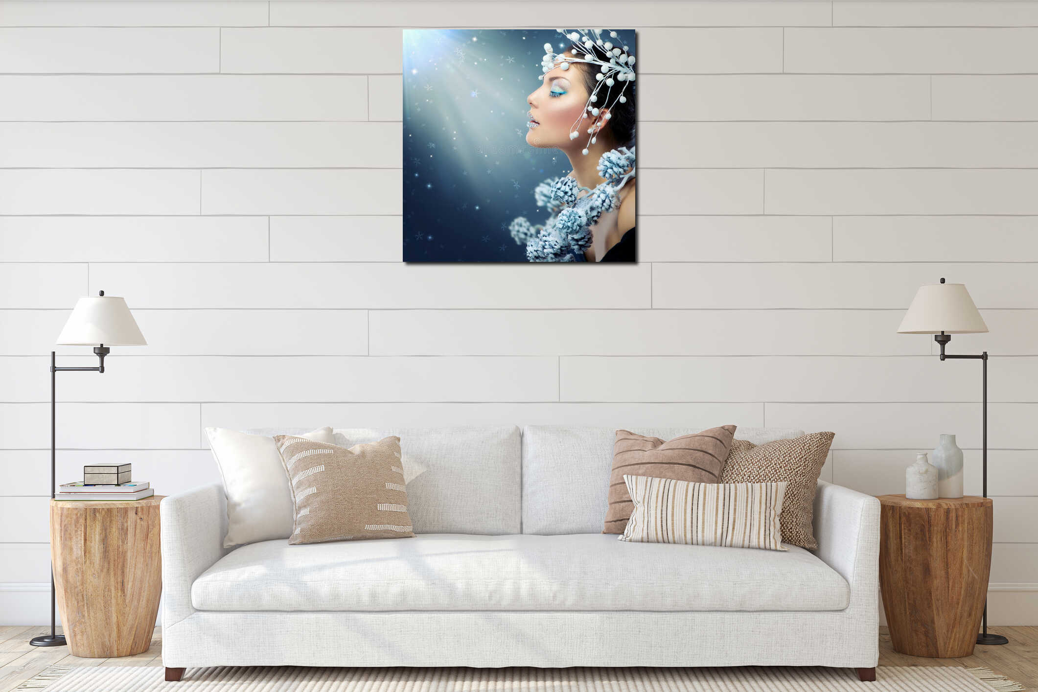 Canvas hanging interior mockup